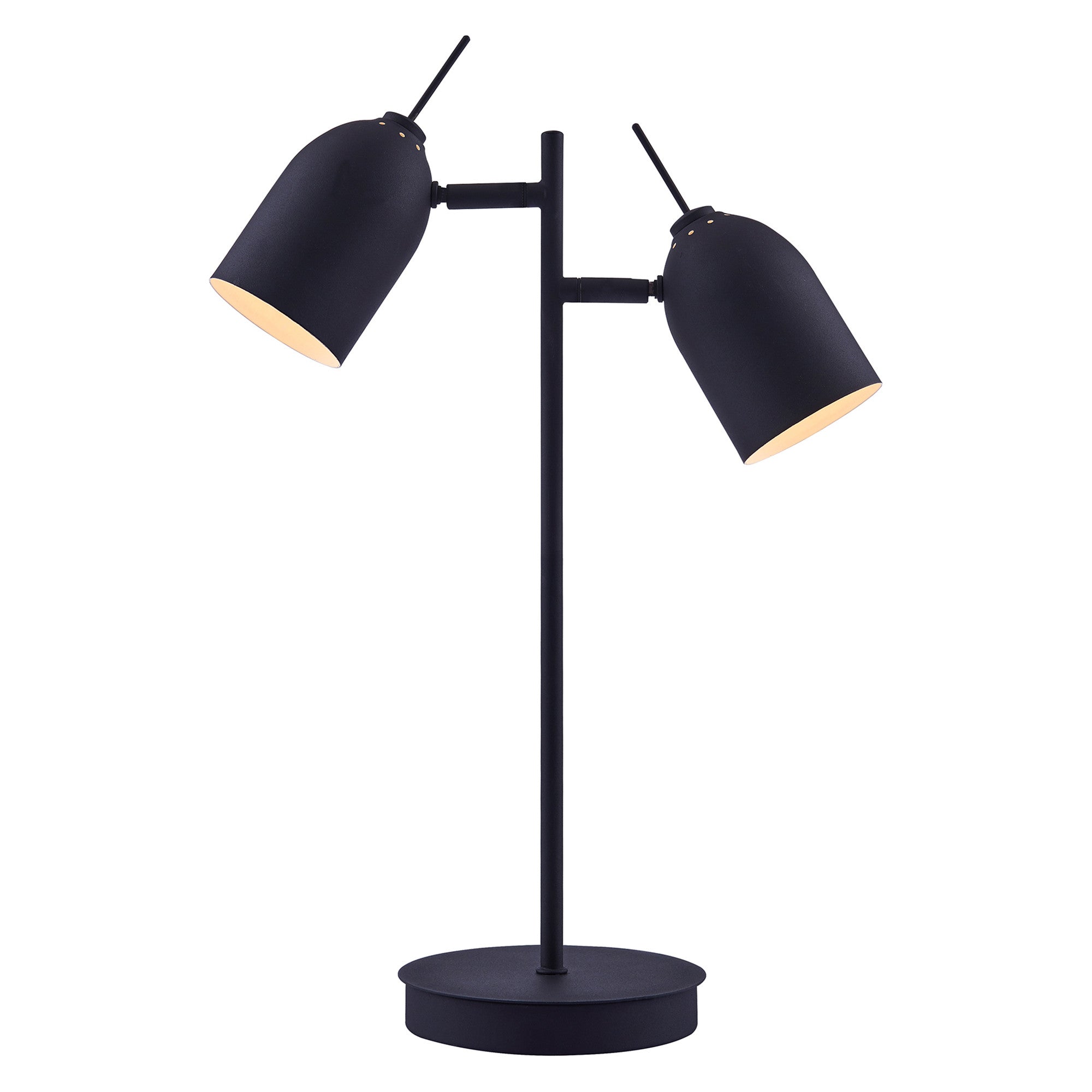 Teamson Home Mason Modern Double Light Adjustable Table Lamp Standing Light Black Shade Finish for Livingroom Bedroom Office Home