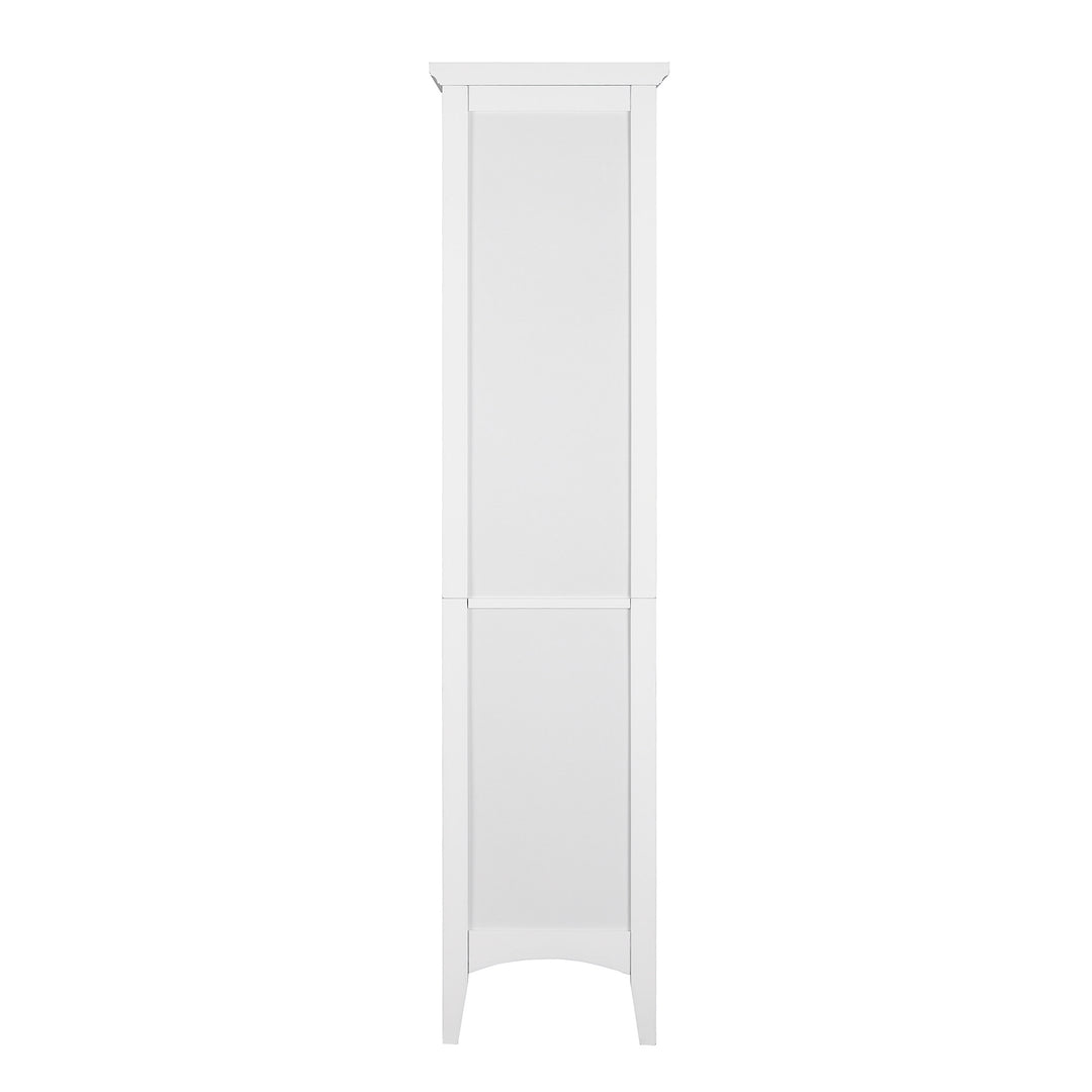 High quality Teamson Home Glancy Wooden Tall Tower Cabinet with Storage, White against a white background.