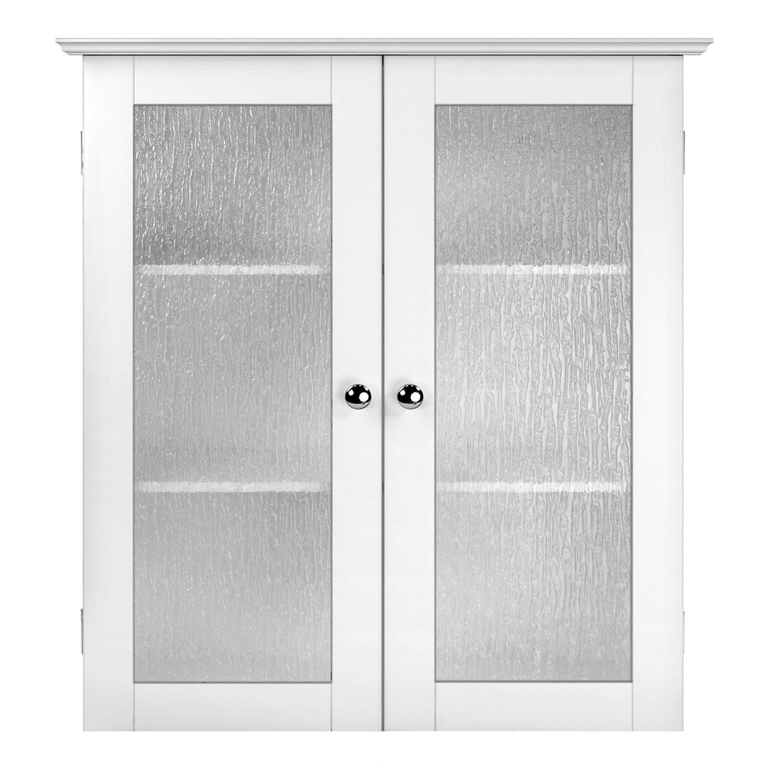 Teamson Home White Connor Removable Wall Cabinet with Water-Textured Glass