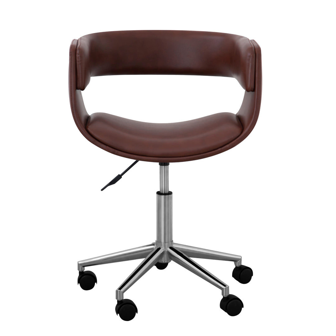 Teamson Home's Faux Brown Leather Mid-Century Modern Adjustable Office Chair