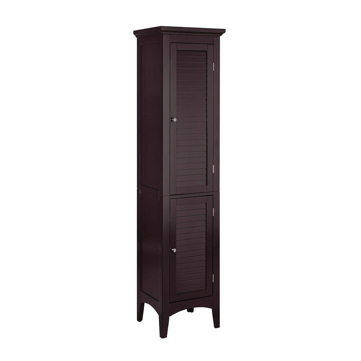 A Dark Brown Teamson Home Glancy Linen Cabinet with louvred doors
