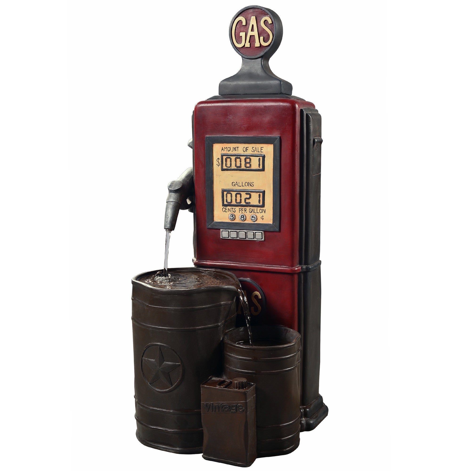 Teamson Home Outdoor Vintage Gas Station Waterfall Fountain with Pump