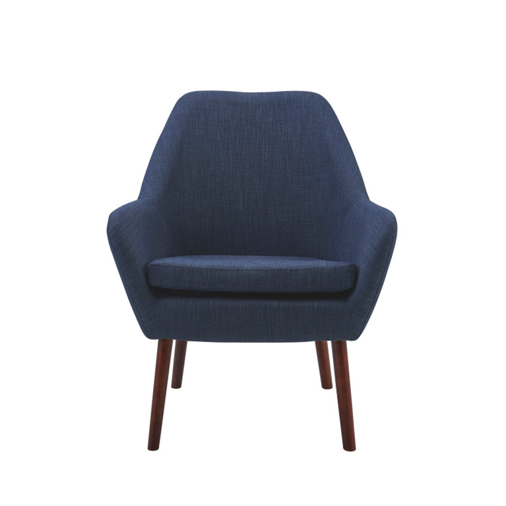 Teamson Home Divano Mid-Century Modern Armchair with Solid Wood Legs, Navy/Honey Oak