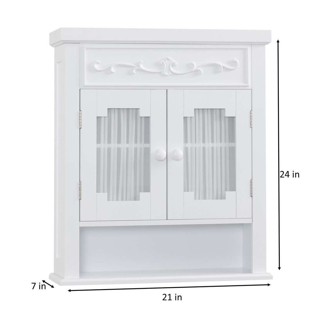 Teamson Home White Lisbon Removable Wall Cabinet with the dimensions in inches