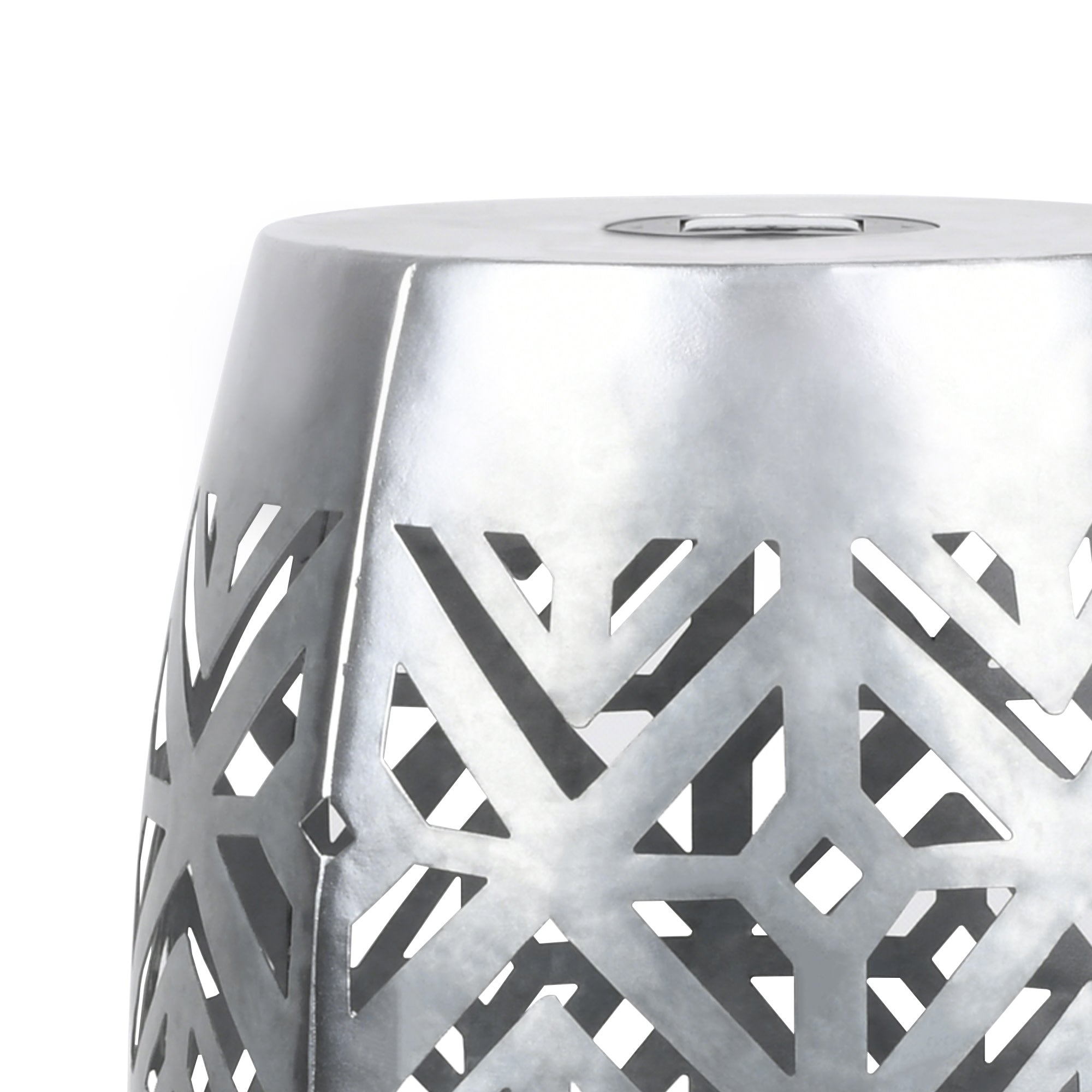 Teamson Home Decorative Outdoor Side Table Planter Stand with Solar Powered LED Light, Silver