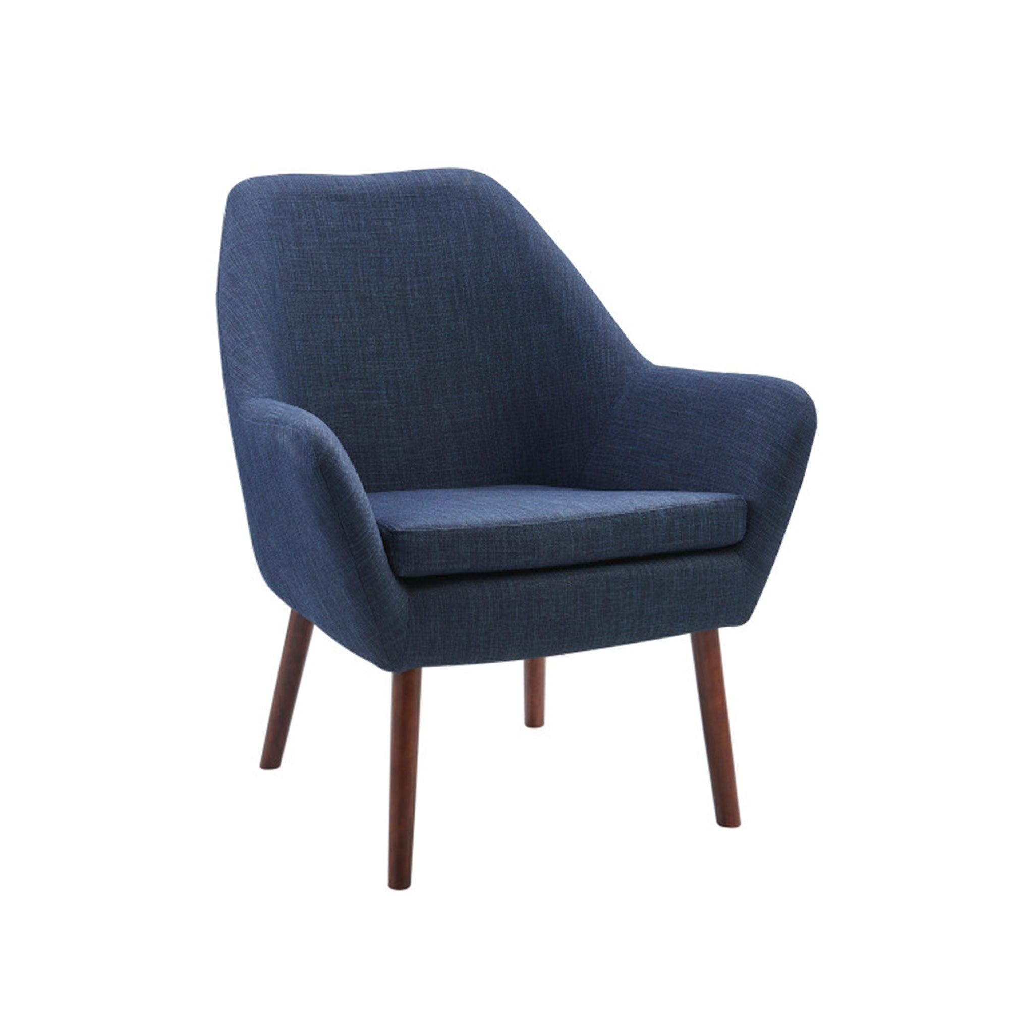 Teamson Home Divano Mid-Century Modern Armchair with Solid Wood Legs, Navy/Honey Oak