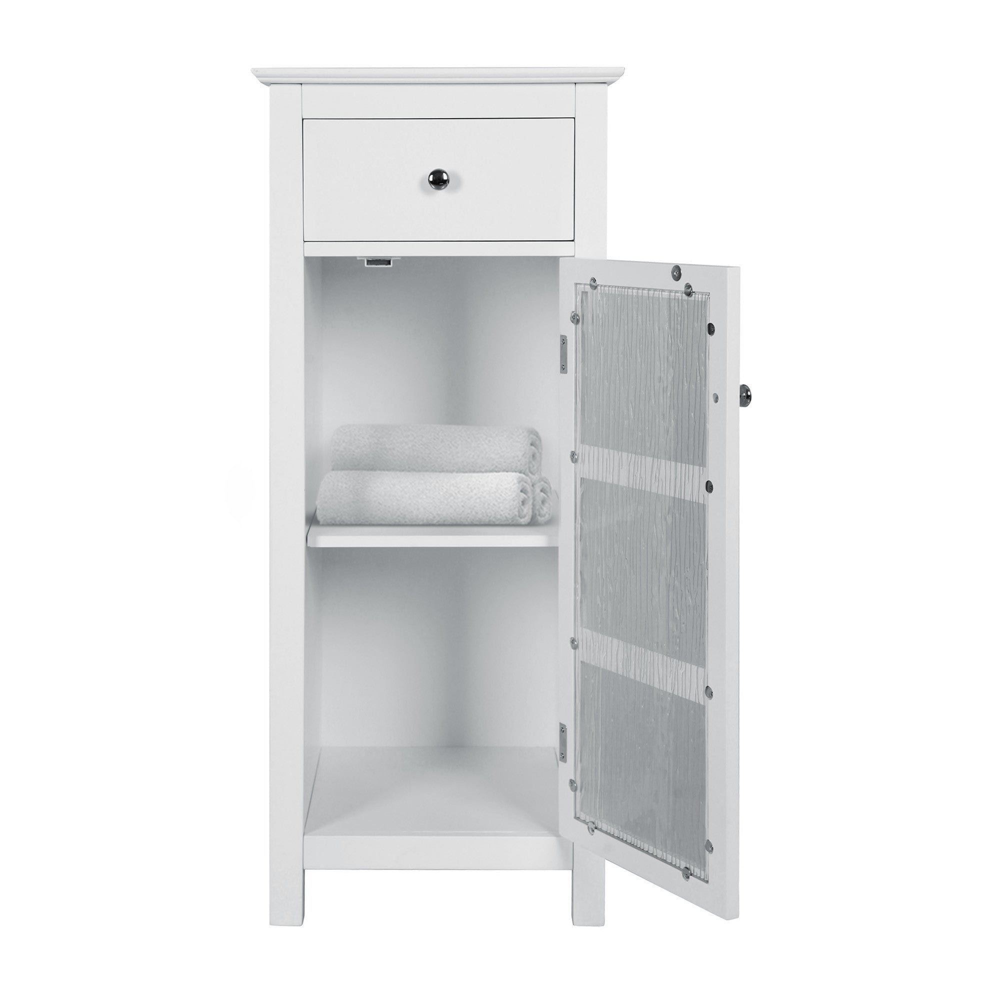 Teamson Home Connor Floor Cabinet with Adjustable Shelf and Storage Drawer, White