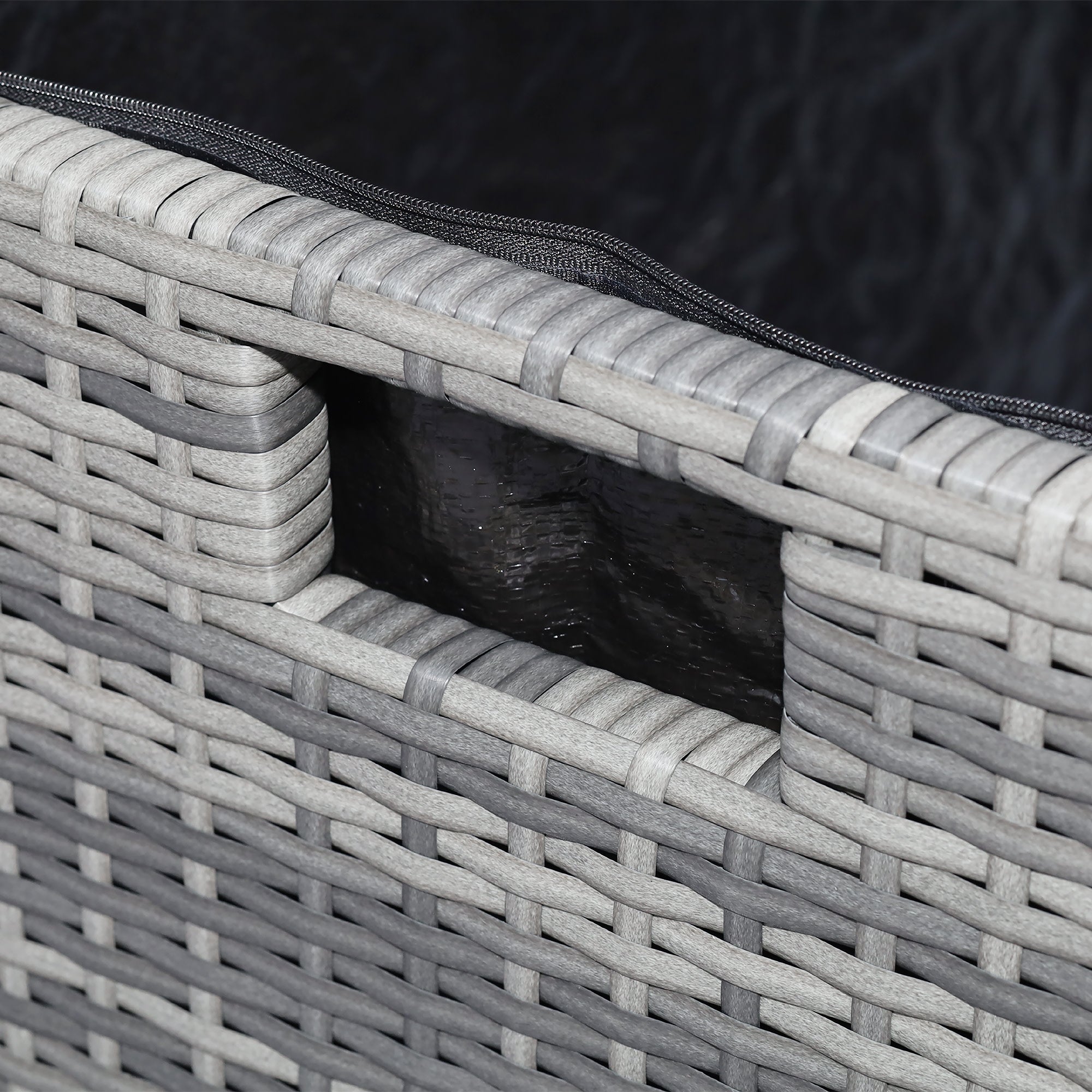 Teamson Home Wicker 154 Gallon Outdoor Deck Box for Cushions or Pool Accessory Storage, Gray
