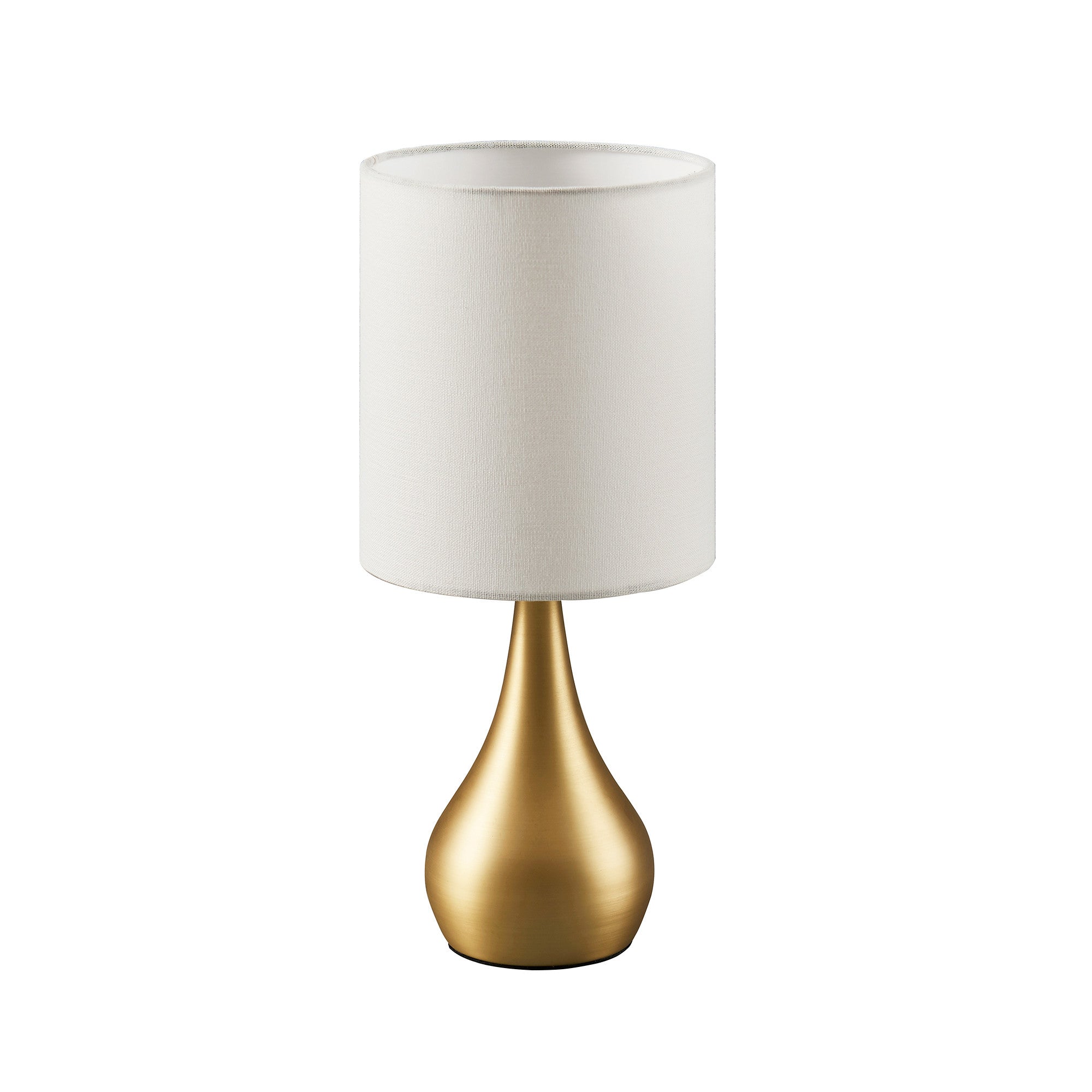 Teamson Home Sarah 15" Modern Metal Table Lamp with Touch Switch and Cream Shade, Polished Brass