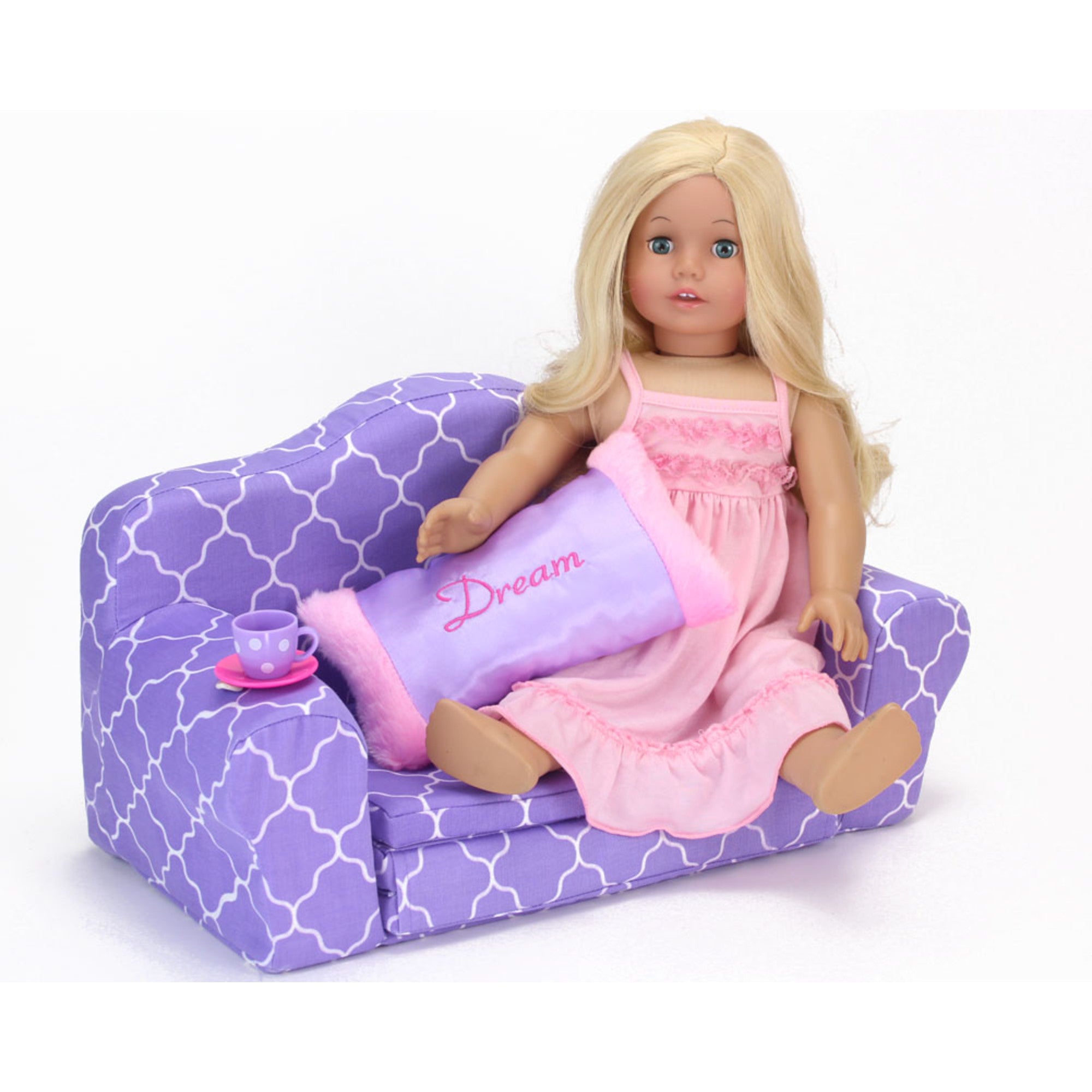Sophia's - 18" Doll - Print Pull Out Sofa Double Bed - Purple