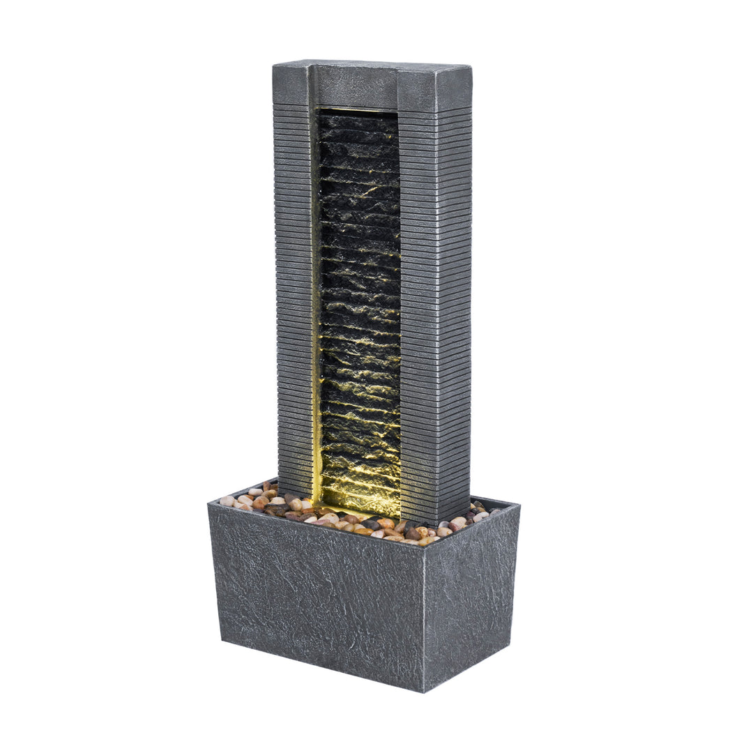 Decorative Teamson Home Demeter Water Fountain with rippled texture and rock accents.