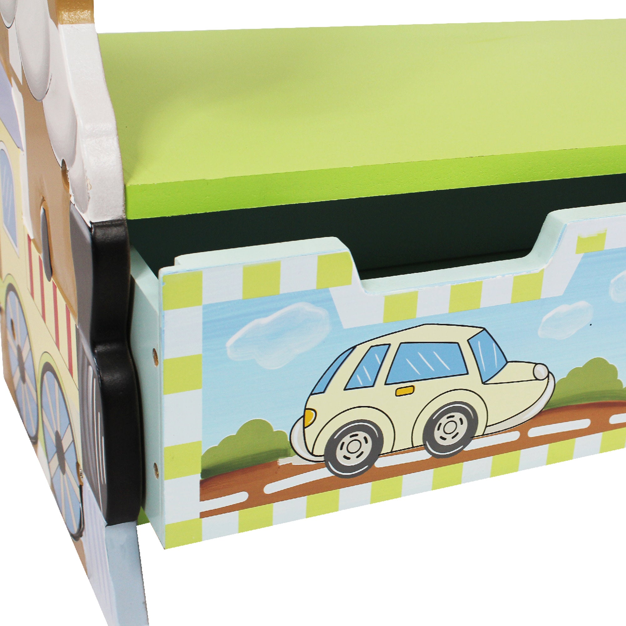 Fantasy Fields Kids Transportation Themed Wooden Bookshelf with Storage Drawer, Multicolor
