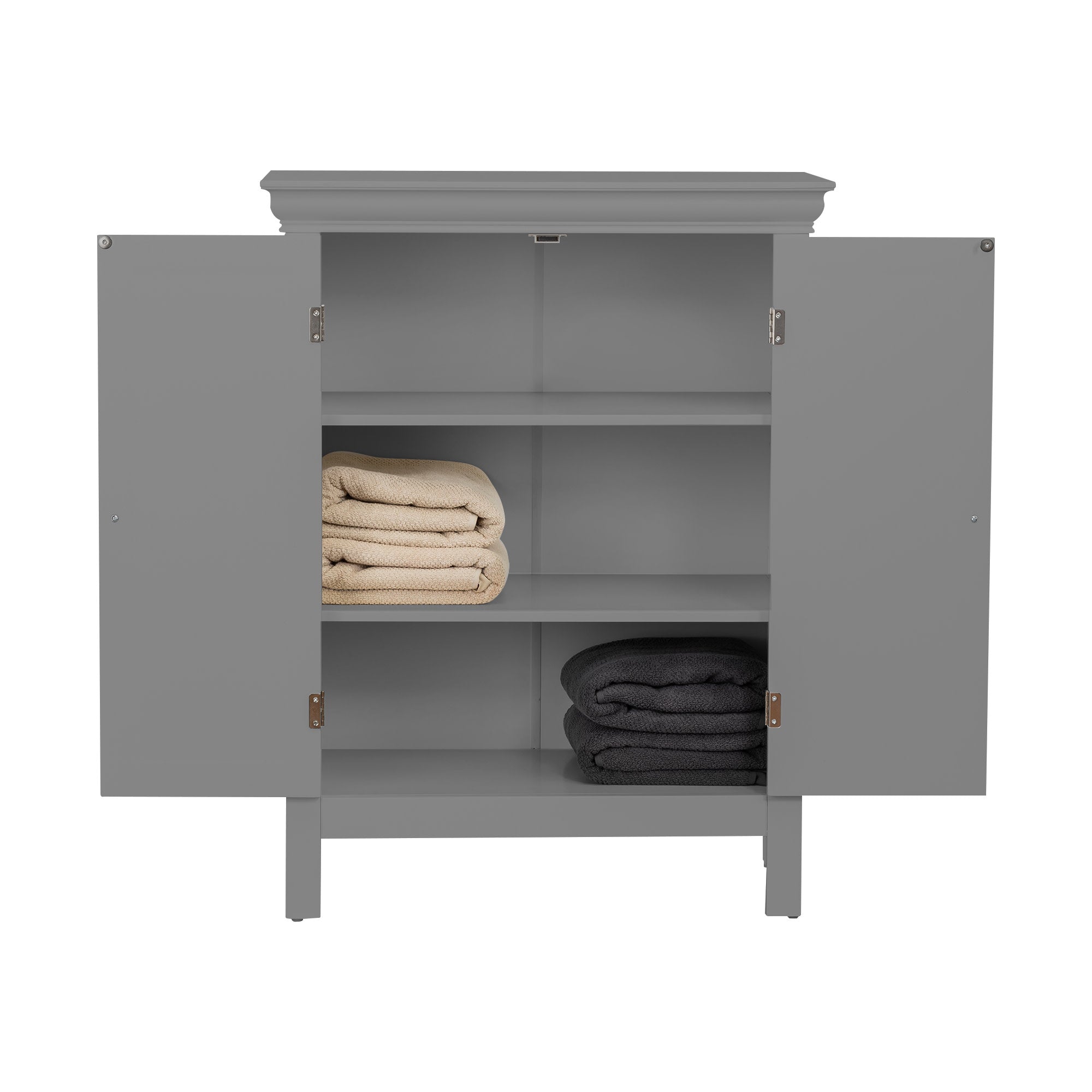 Teamson Home Stratford Contemporary Wooden Floor Storage Cabinet with Two Doors, Gray