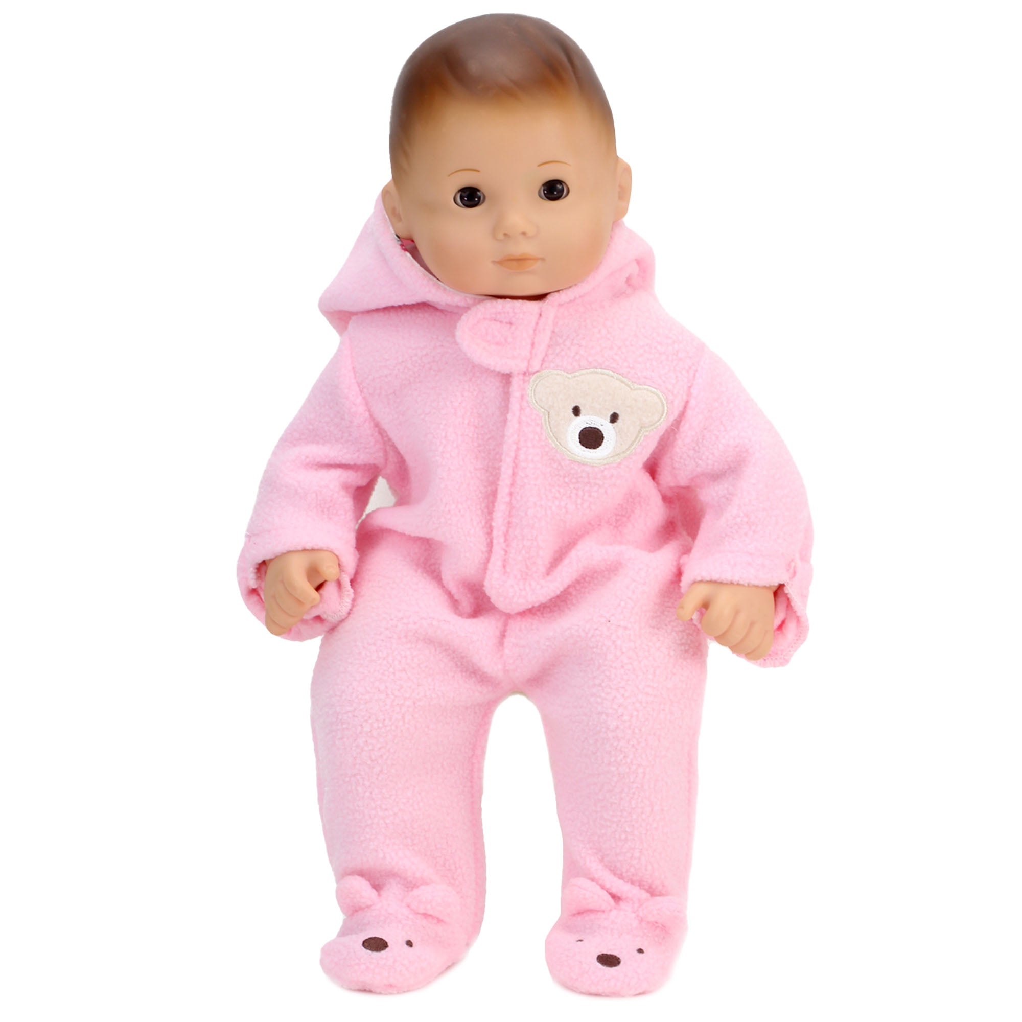 Sophia's - 15" Doll - Fleece Bear Hooded Snowsuit - Light Pink