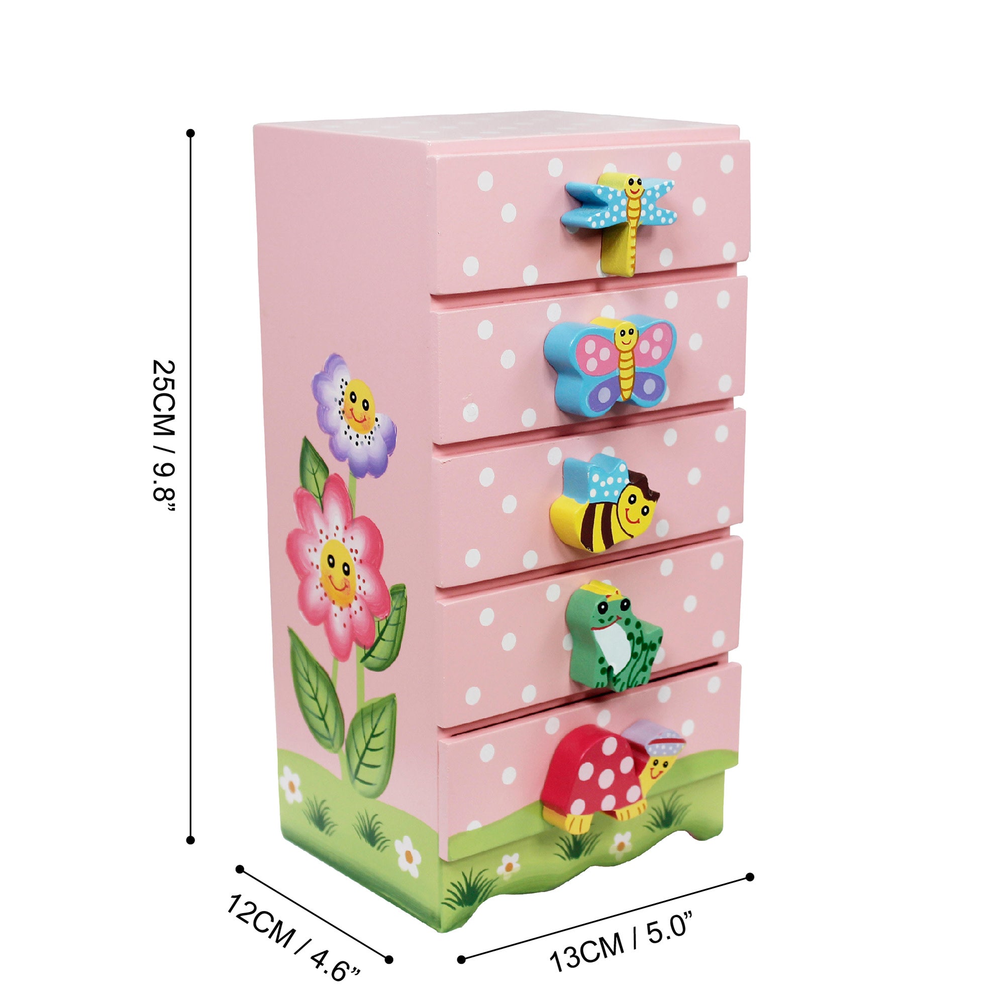 Fantasy Fields Magic Garden Kids Wooden Trinket Chest, Pink