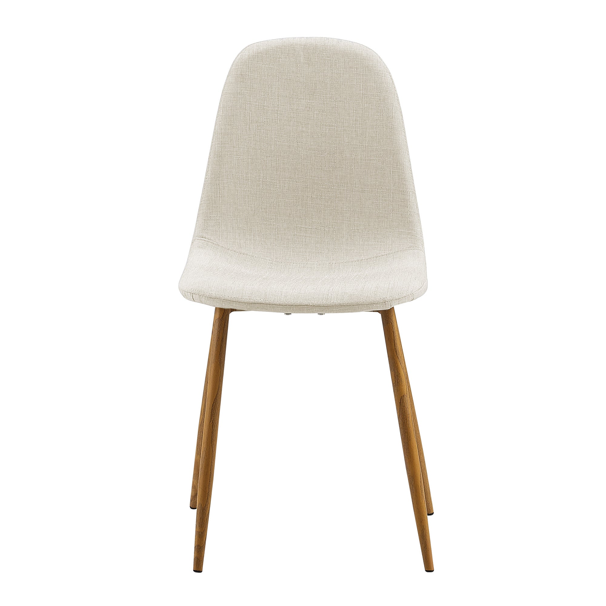 Teamson Home Minimalista Fabric Dining Chair with Wood Grain Metal Legs, Set of 2, White/Natural