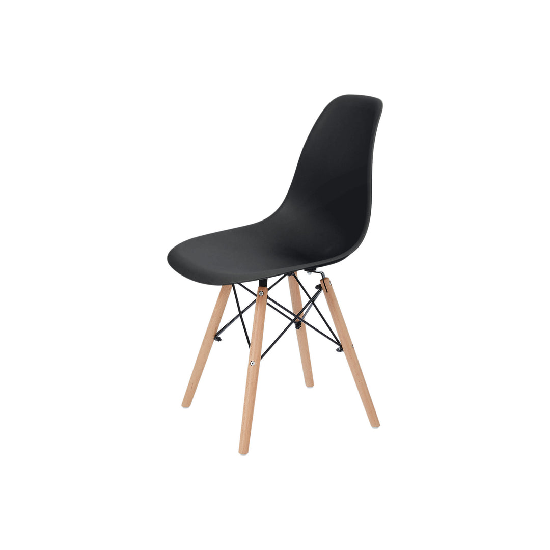 Teamson Home Allan Plastic Side Dining Chair with Wooden Legs Set of 2, Black