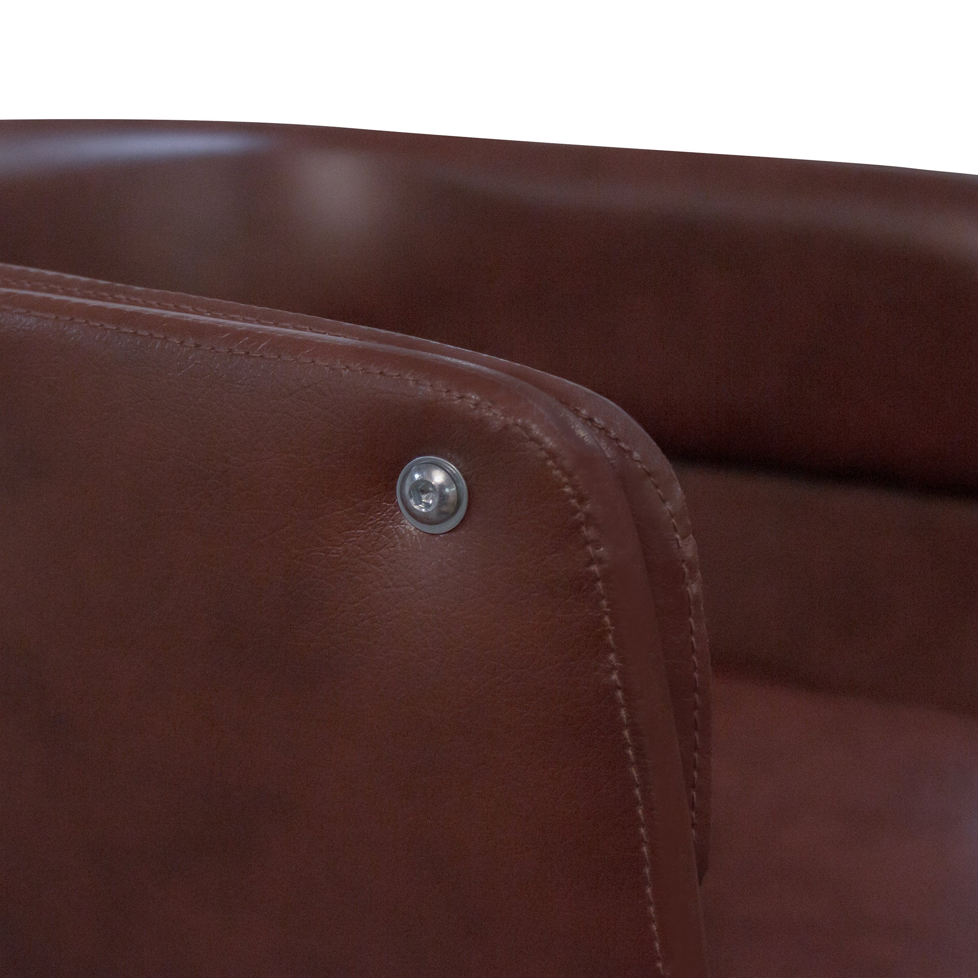 Teamson Home Modern PU Leather Office Chair with Adjustable Ergonomic Seat, Swivel Base, Brown/Chrome