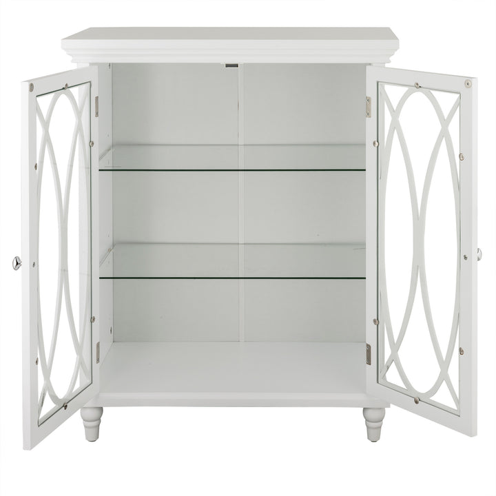 White Teamson Home Florence Floor Cabinet with both doors open