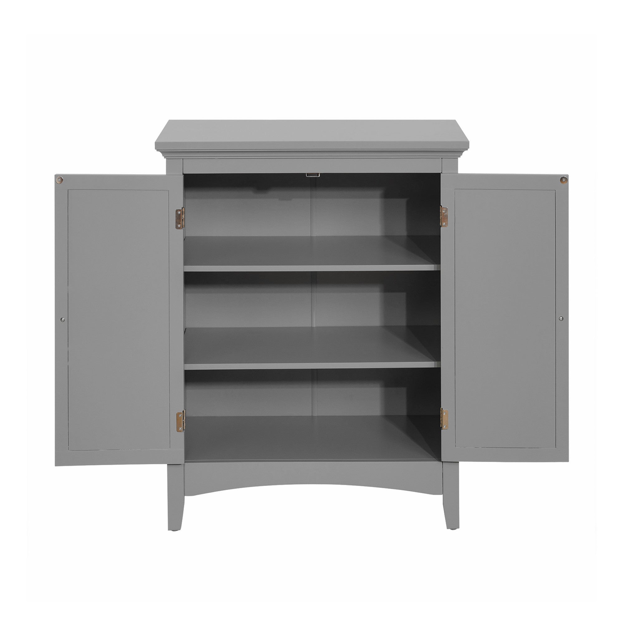 Teamson Home Glancy Wooden Floor Cabinet with Shutter Doors and Adjustable Shelves, Gray