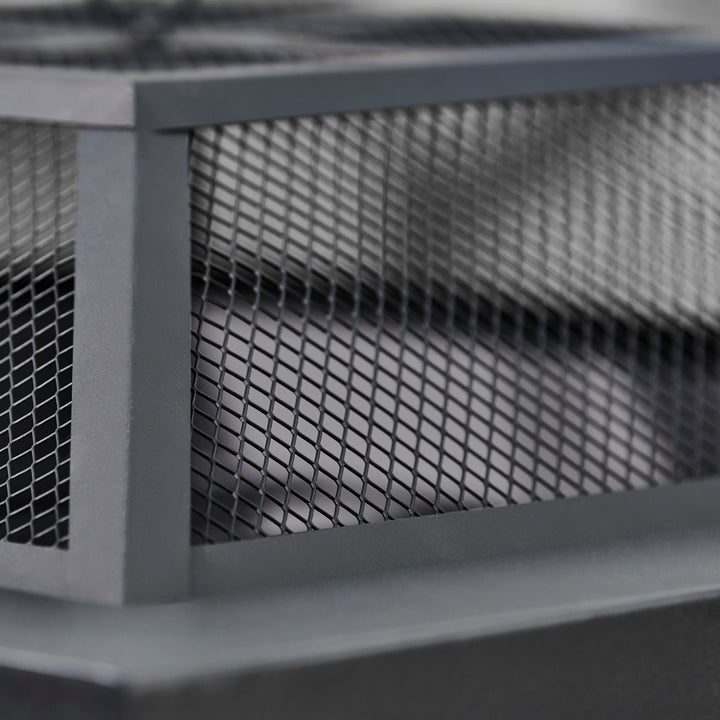 Close-up of weather-resistant metal mesh spark screen
