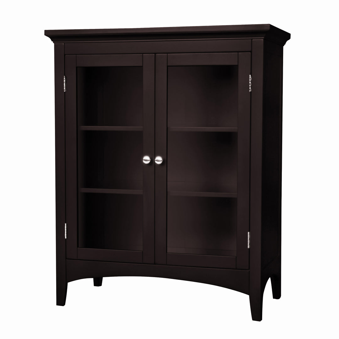 Teamson Home Madison Floor Cabinet with Double Doors, Espresso with round chrome knobs