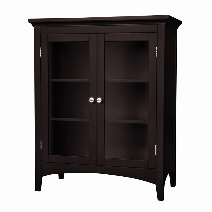 Teamson Home Madison Floor Cabinet with Double Doors, Espresso with round chrome knobs