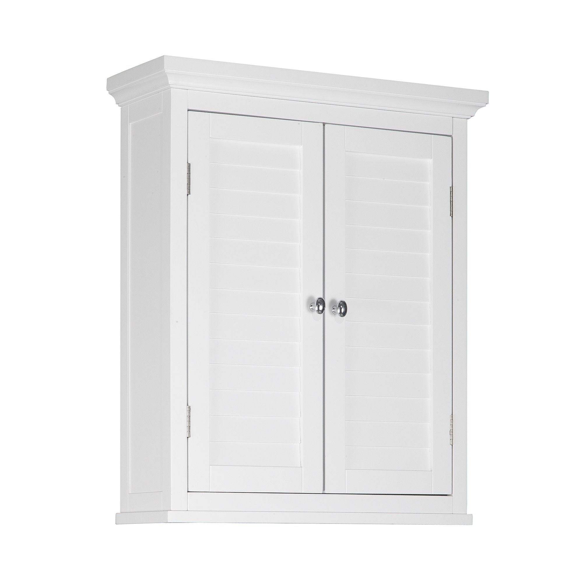 Teamson Home Glancy Wooden Wall Cabinet with Shutter Doors, White