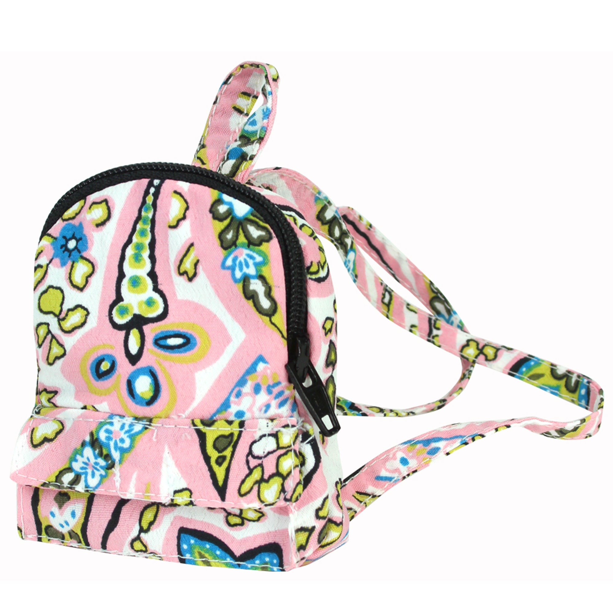 Sophia’s Paisley Mini-Backpack with Zipper, Peplum Ruffle Detail, & Front Pocket for 18” Dolls, Pink