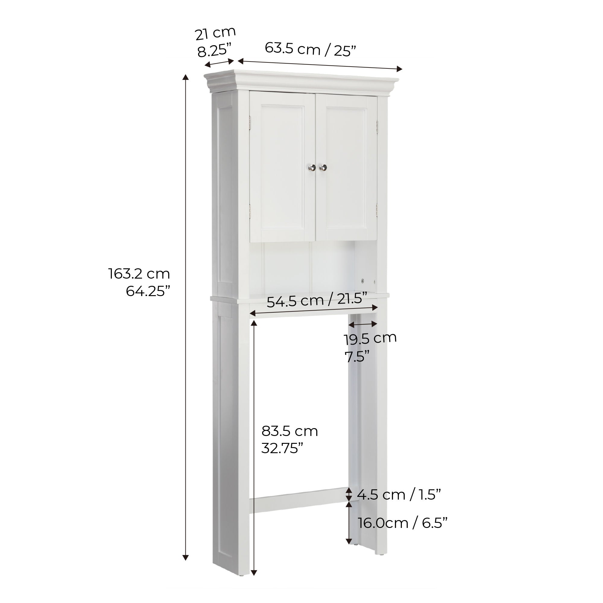 Teamson Home Stratford Wooden Space Saver with Shutter Doors, White