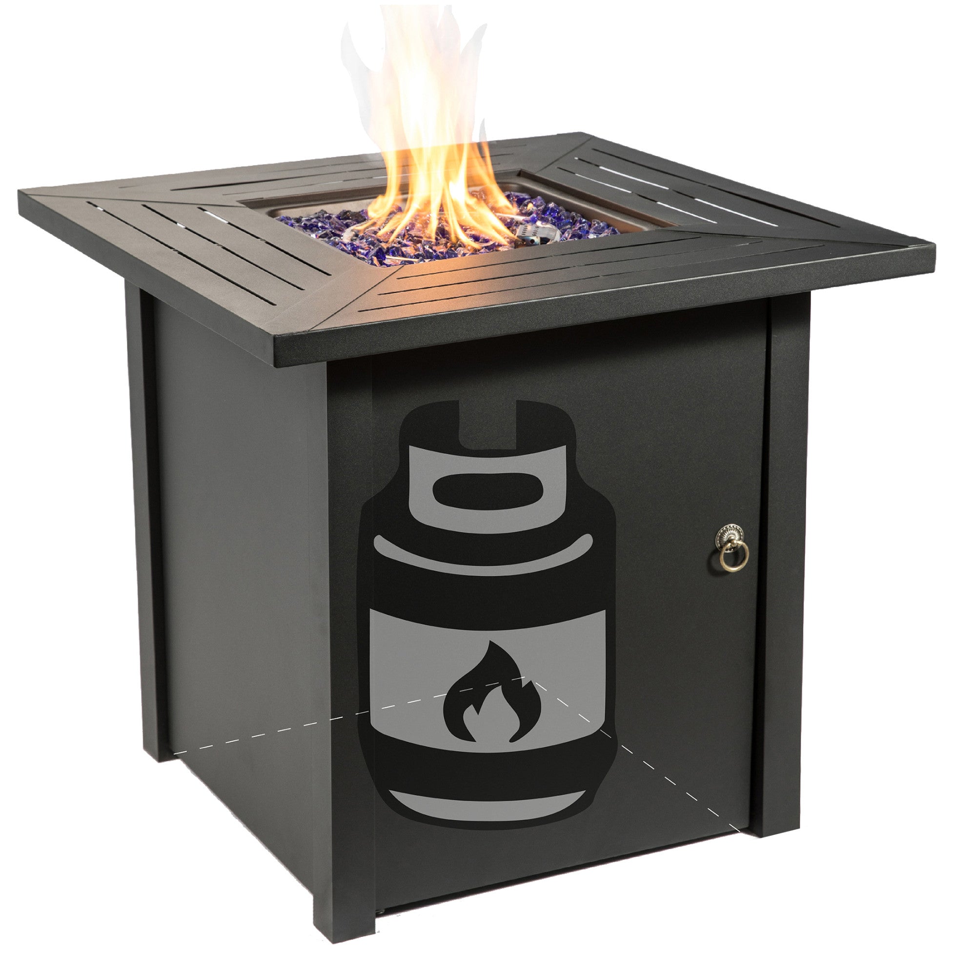Teamson Home Outdoor Square 30" Propane Gas Fire Pit with Steel Base