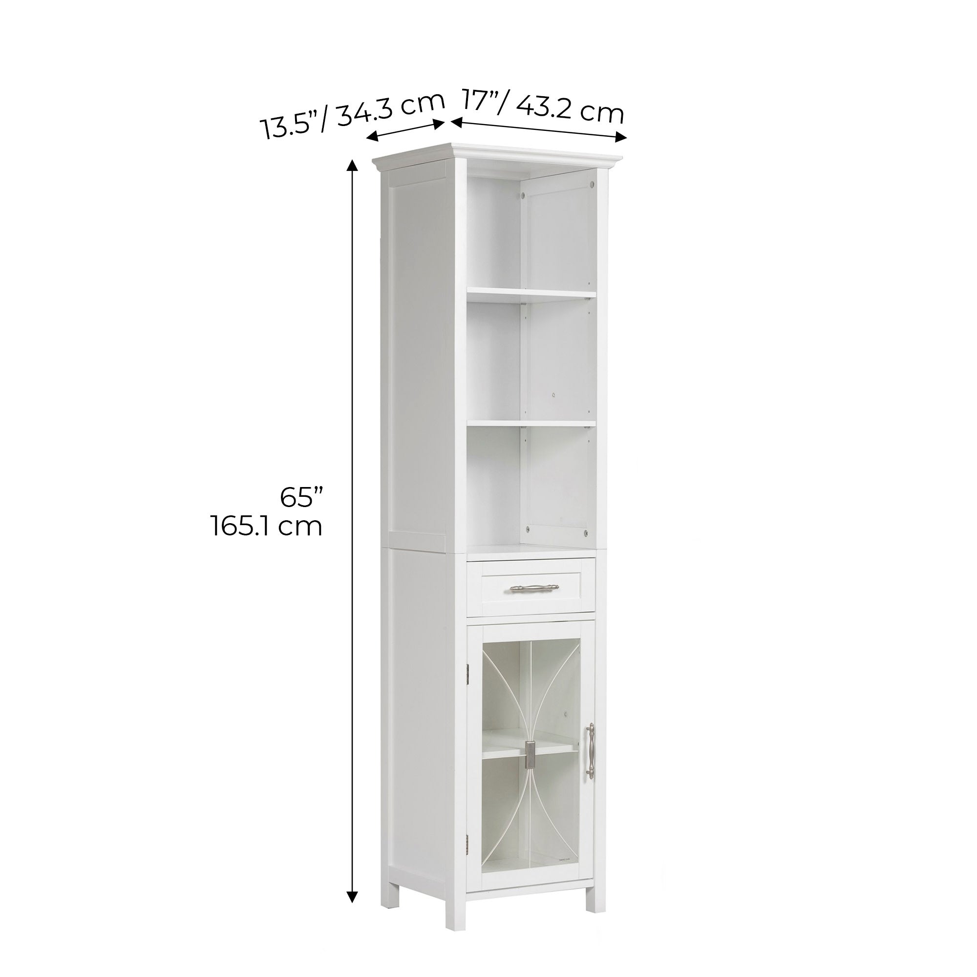 Teamson Home Delaney Multi Functional Tall Free Standing Linen Storage Tower with Single Drawer