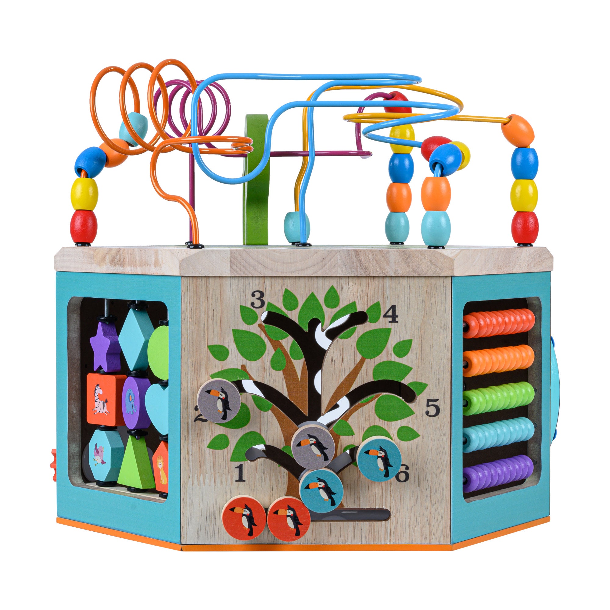 Teamson Kids Preschool Play Lab 7-in-1 Large Wooden Activity Station, Natural