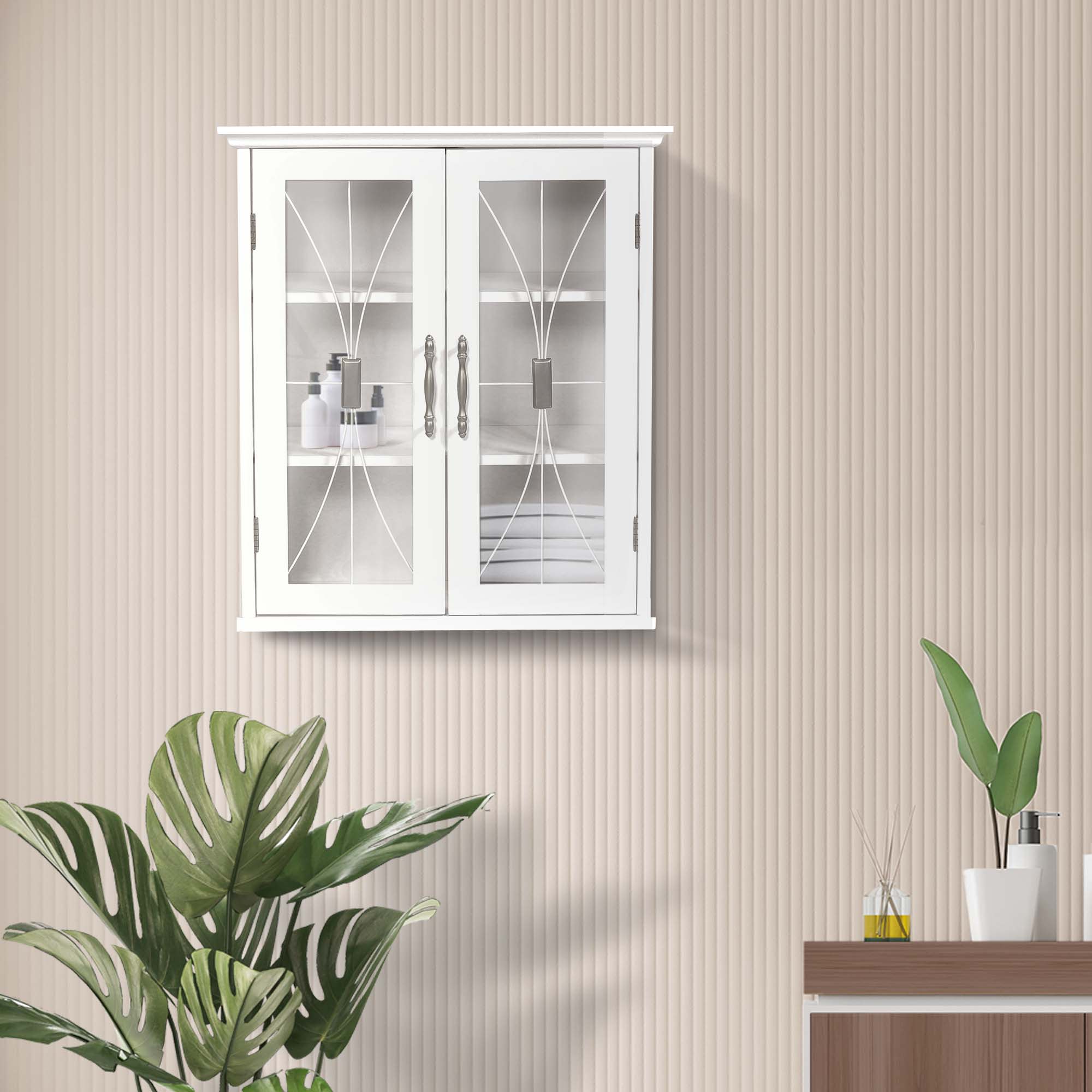 Teamson Home Delaney Removable Wooden Wall Cabinet with 2 Doors, White