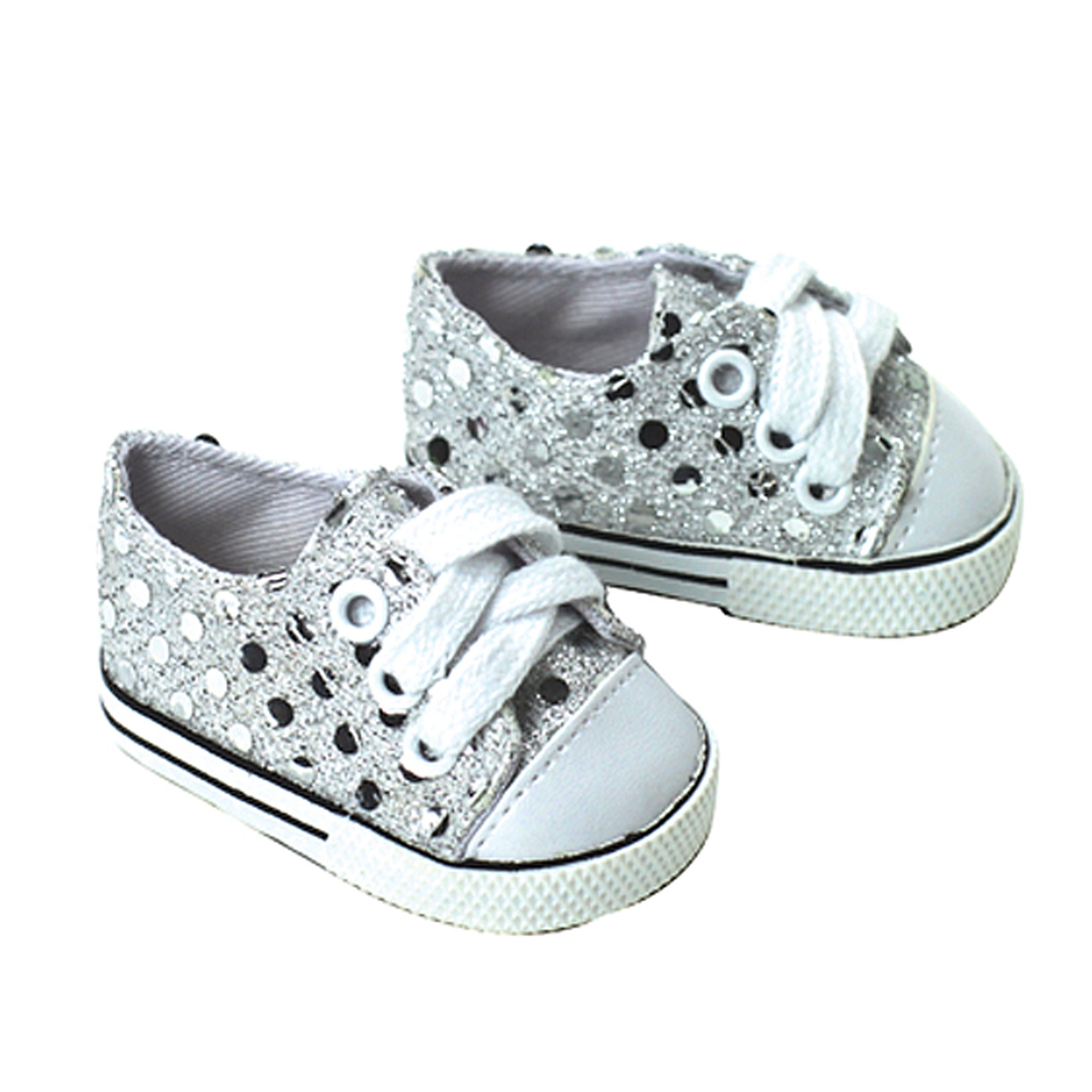 Sophia’s Silver Sequin Sneaker Shoes with Laces for 18" Dolls