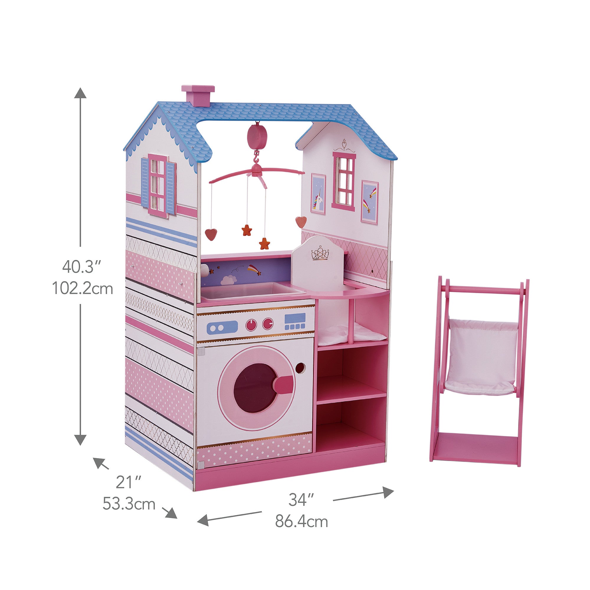 Olivia's Little World Baby Doll Changing Station Dollhouse with Storage, Pink