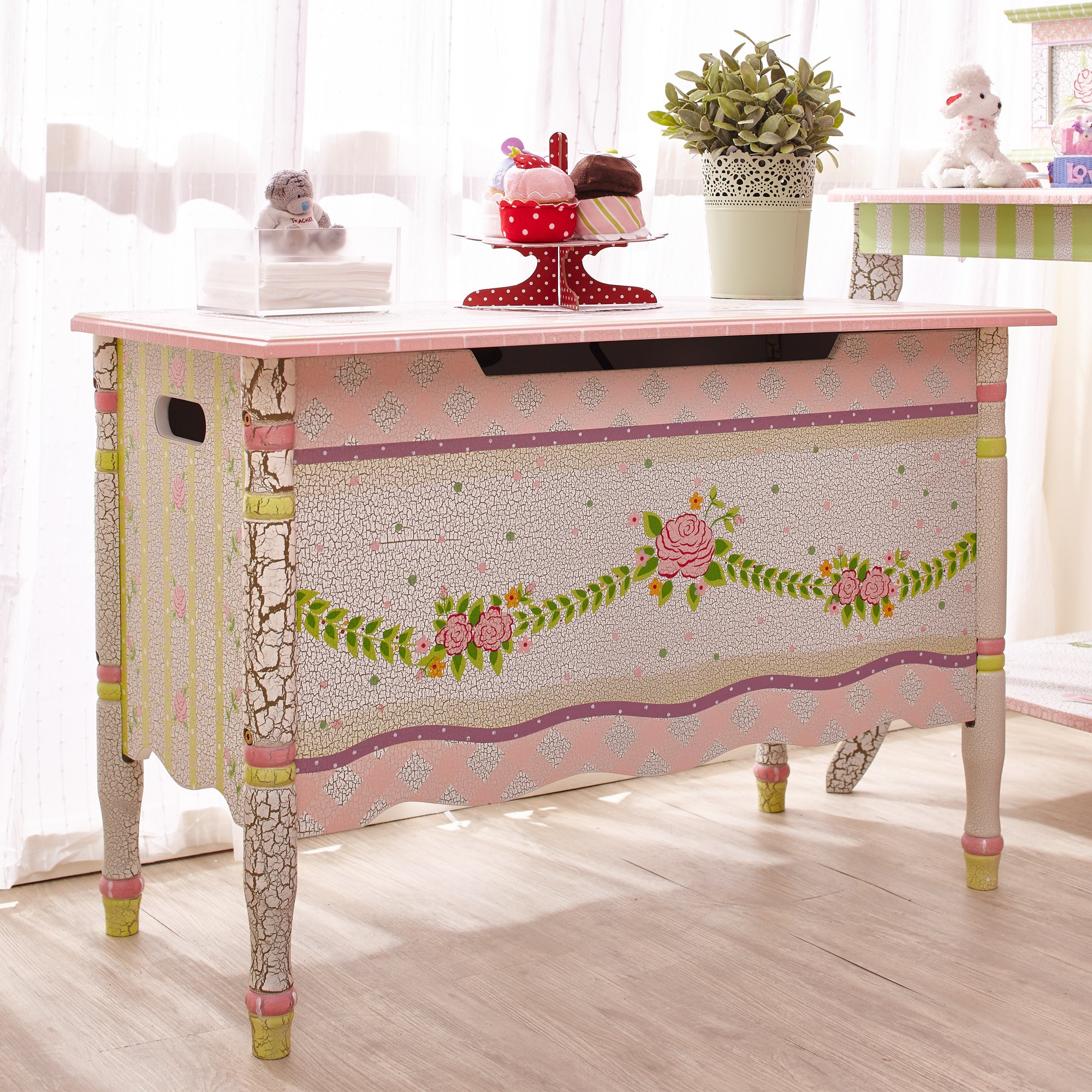 Fantasy Fields - Toy Furniture -Crackled Rose Toy Chest
