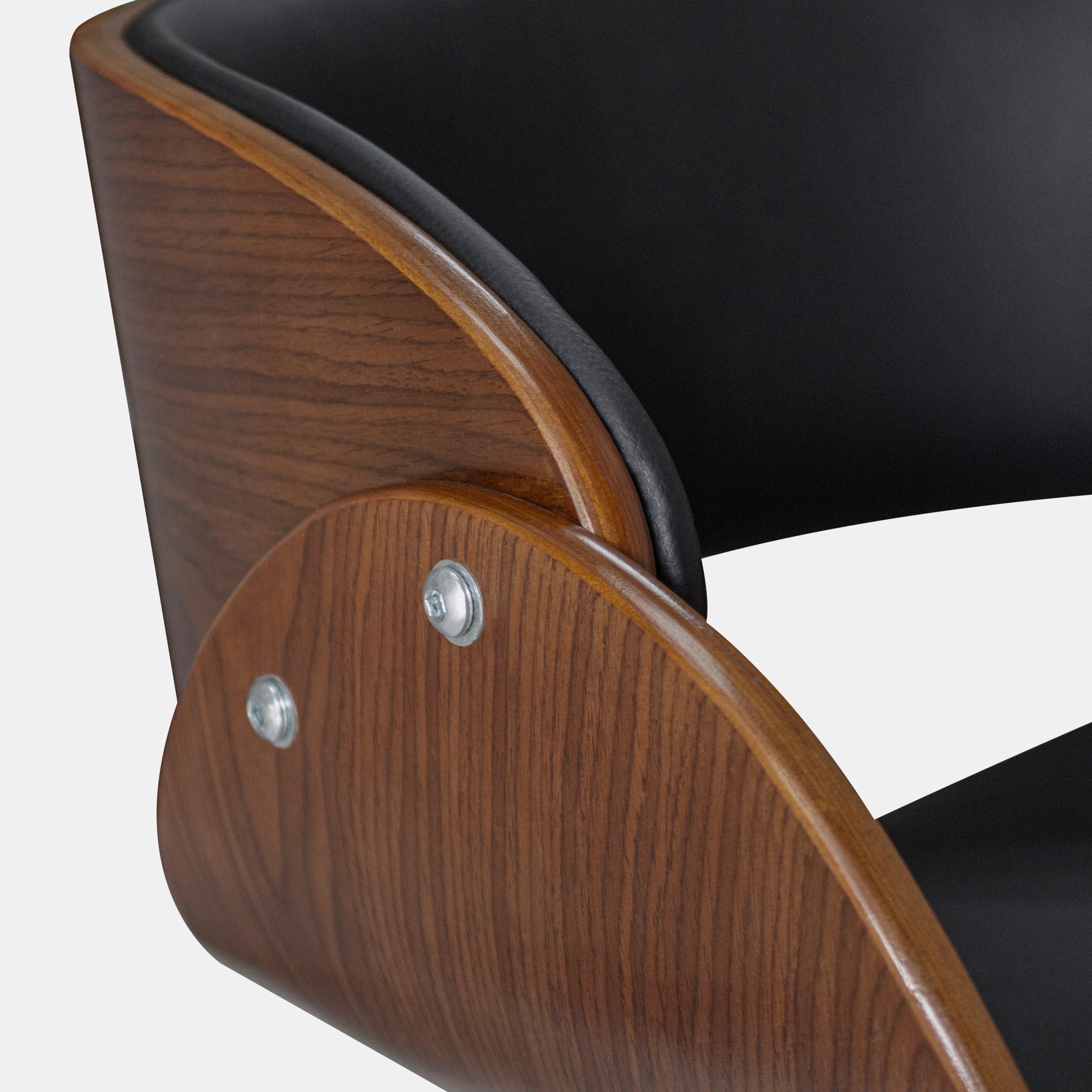 Teamson Home Faux Leather Curved Swivel Home Office Chair with Adjustable Seat Height, Black/Brown