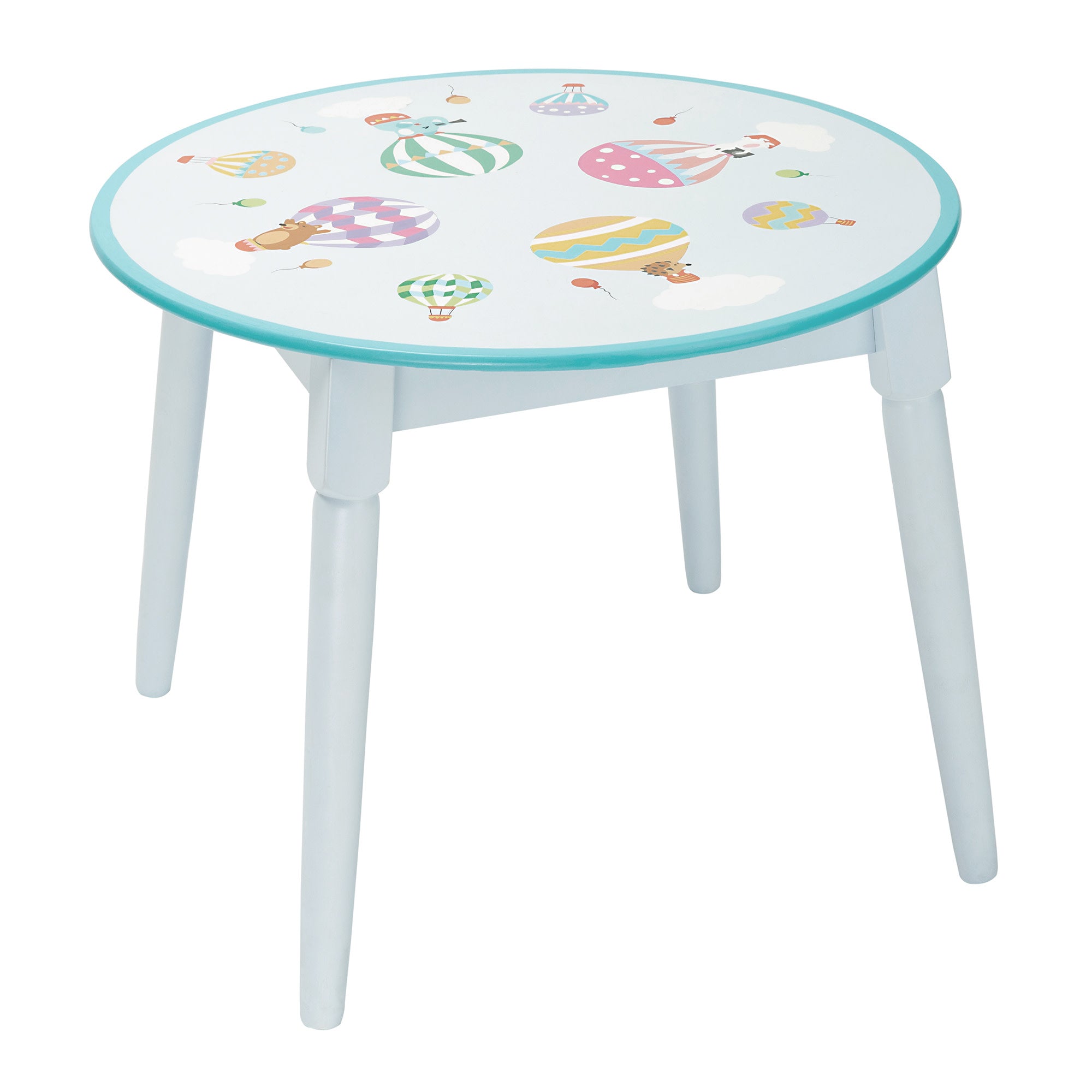 Fantasy Fields Toy Furniture Hand-Painted Hot Air Balloons Round Table, Gray/Blue