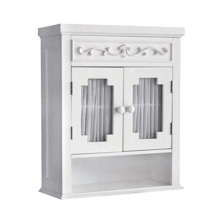 Teamson Home White Lisbon Removable Wall Cabinet with and open shelf and decorative scrollwork