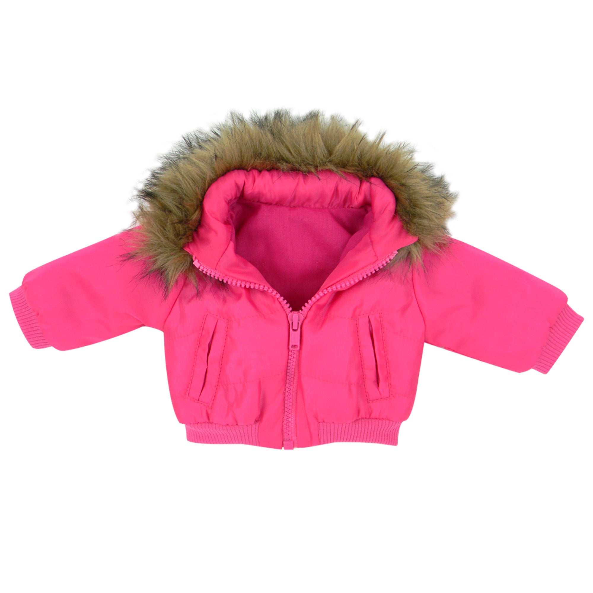 Sophia's Puffy Jacket with faux fur Trim for 18" Dolls, Hot Pink