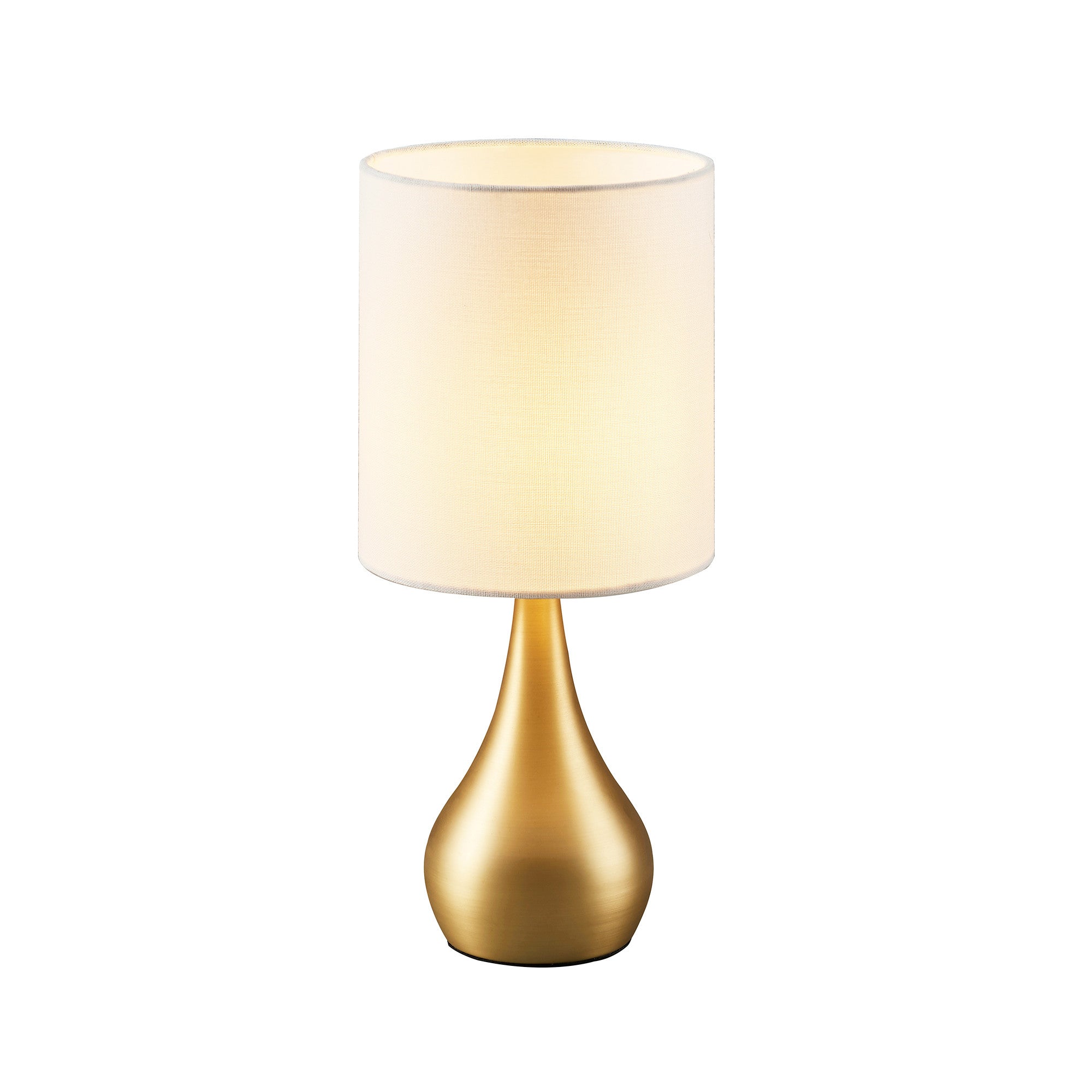 Teamson Home Sarah 15" Modern Metal Table Lamp with Touch Switch and Cream Shade, Polished Brass
