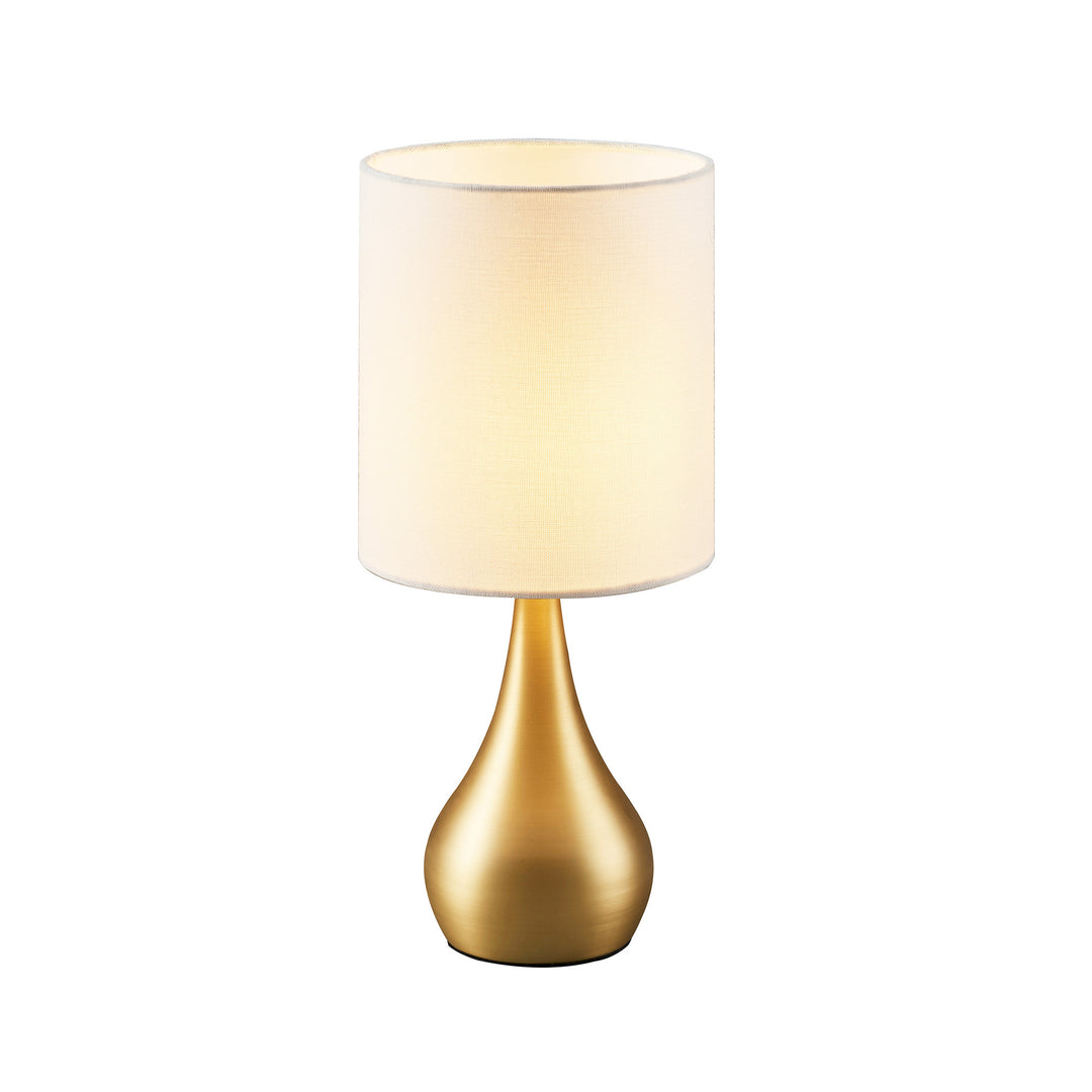 Teamson Home's 15" Sarah Table Lamp with a sleek modern polished brass base and cream shade.