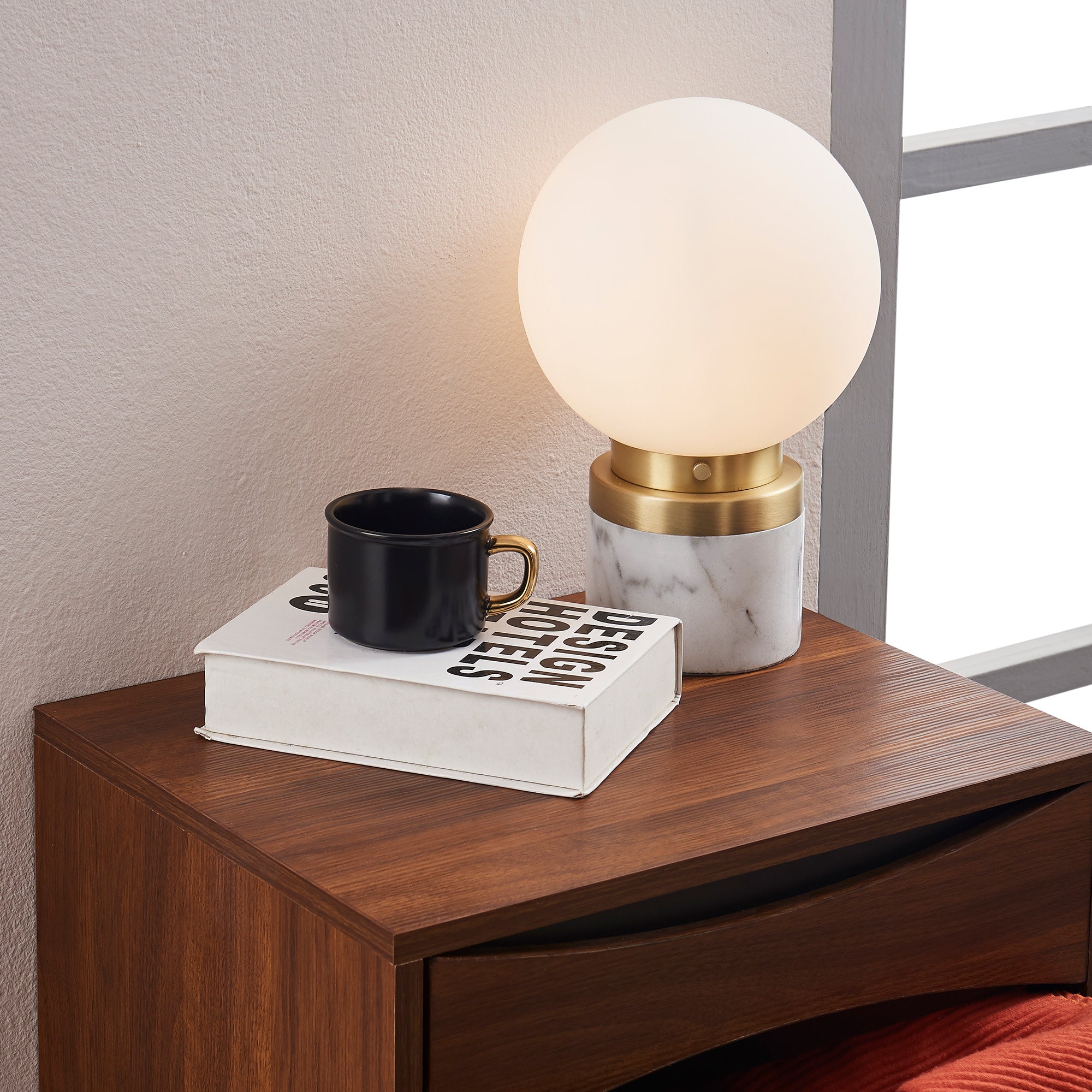 Versanora - Claire Table Lamp With Marble Base White shade