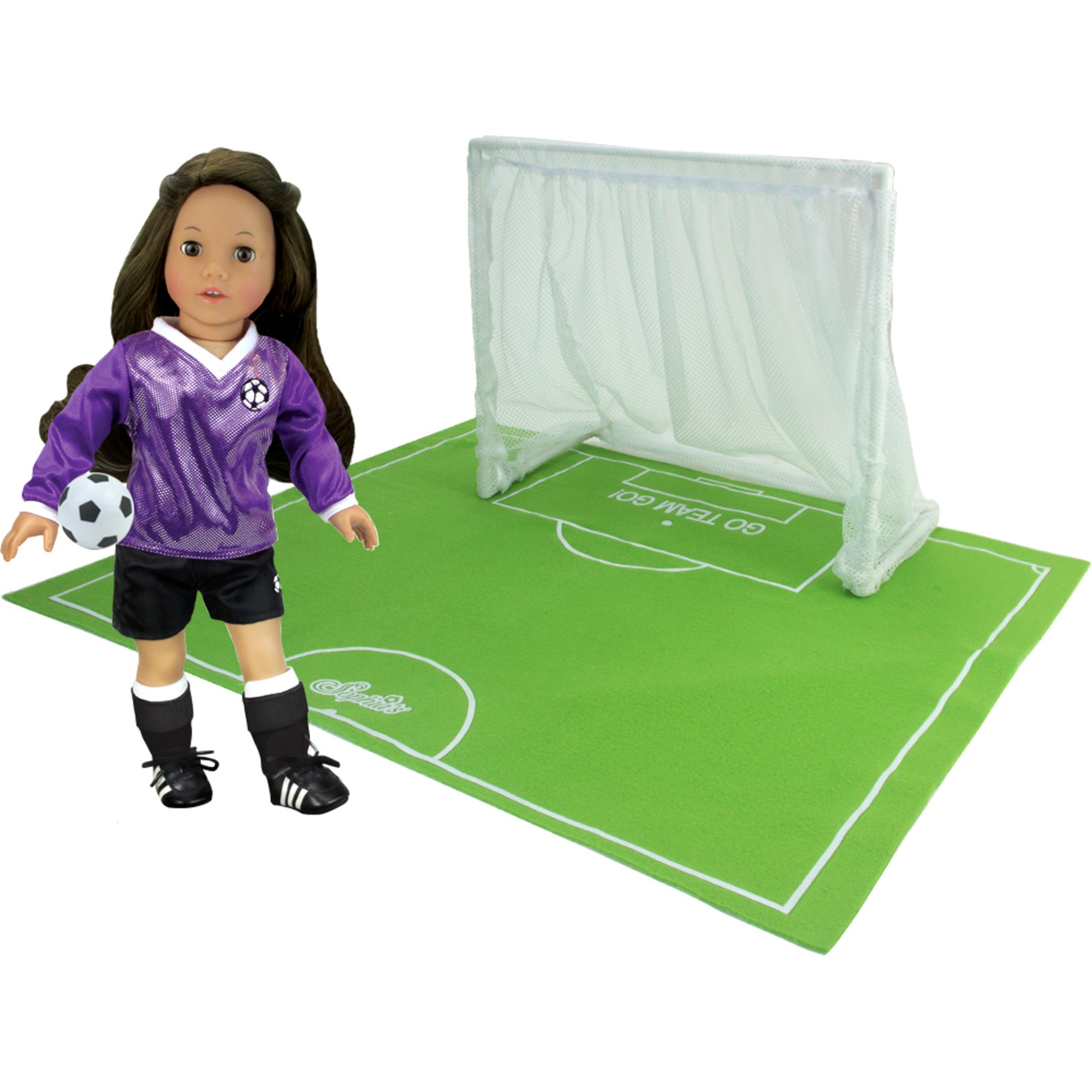 Sophia's - 18" Doll - Sports Net, Sports 1/2 Field & Soccer Ball Set - White