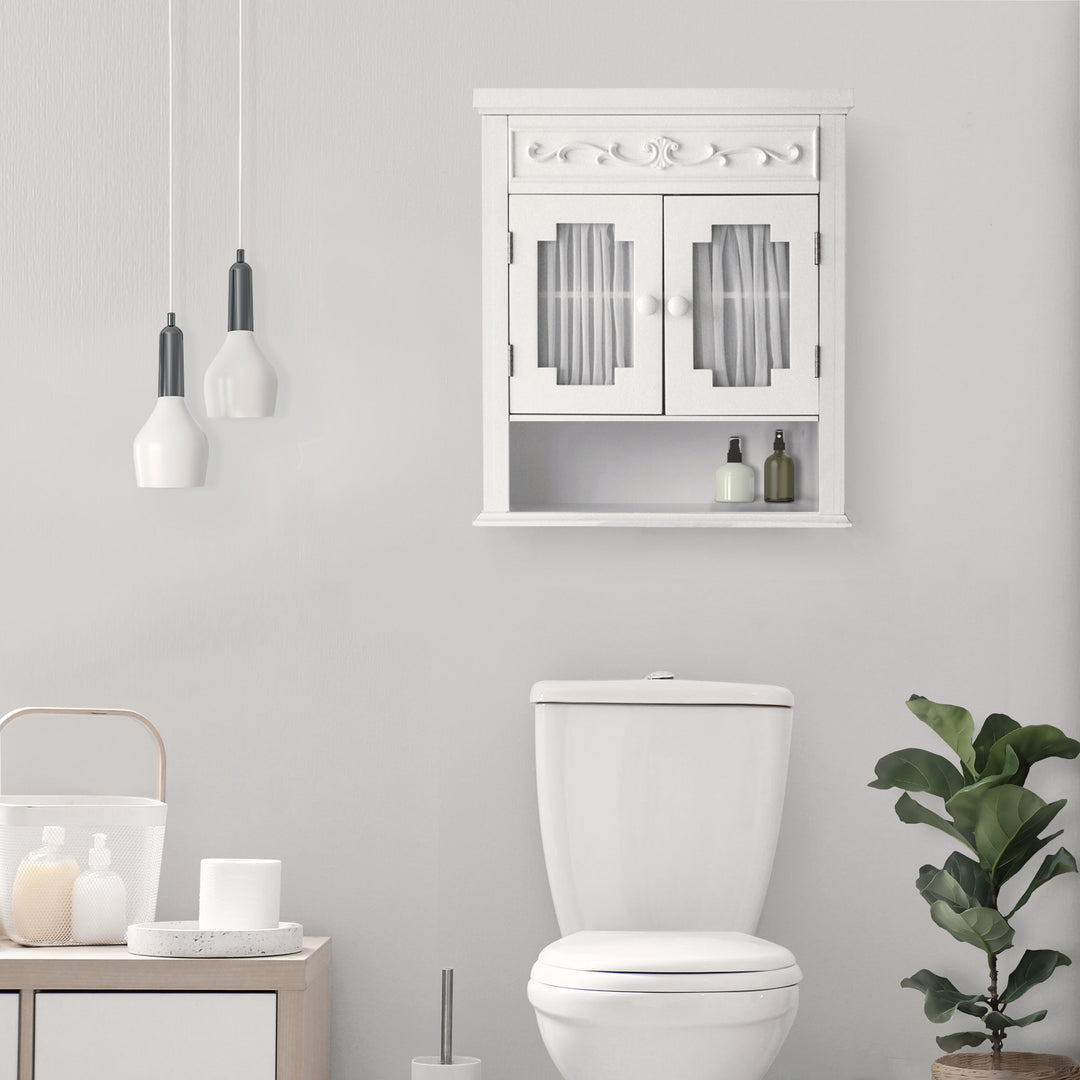 Teamson Home White Lisbon Removable Wall Cabinet mounted over a toilet 