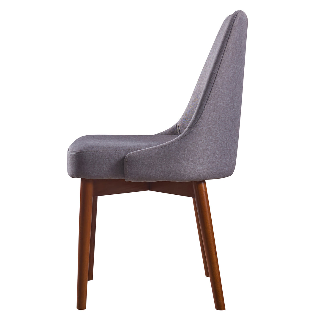 A view from the side of the Teamson Home Grayson Chair, Gray with Walnut Finish