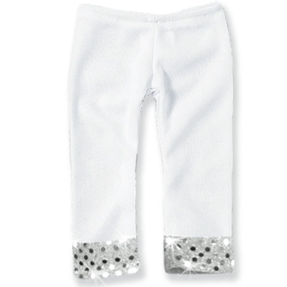 Sophia's Solid-Colored Sequin-Trimmed Leggings for 18" Dolls, White