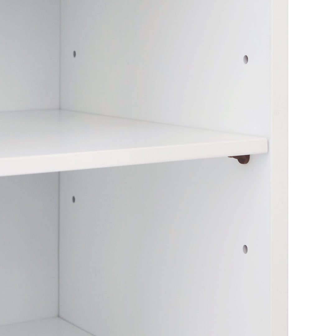 Close-up of the adjustable shelf and the other positions on the Tyler Storage Cabinet