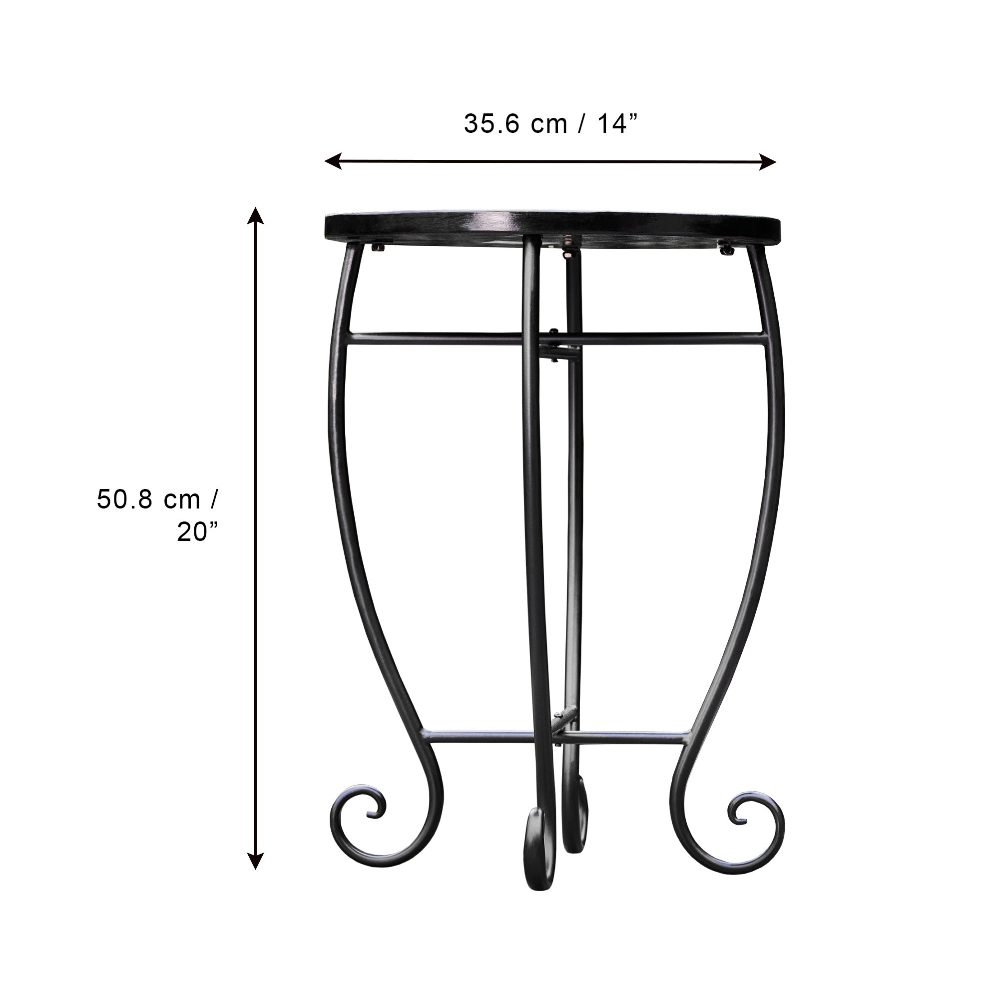 Teamson Home Small 14" Round Outdoor Mosaic Side Table Planter Stand, Blue